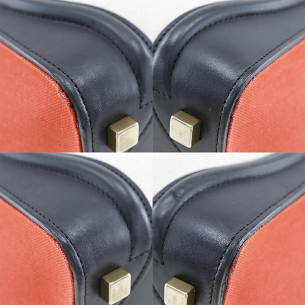 Celine Luggage Beige Black Orange Canvas Leather Handbag