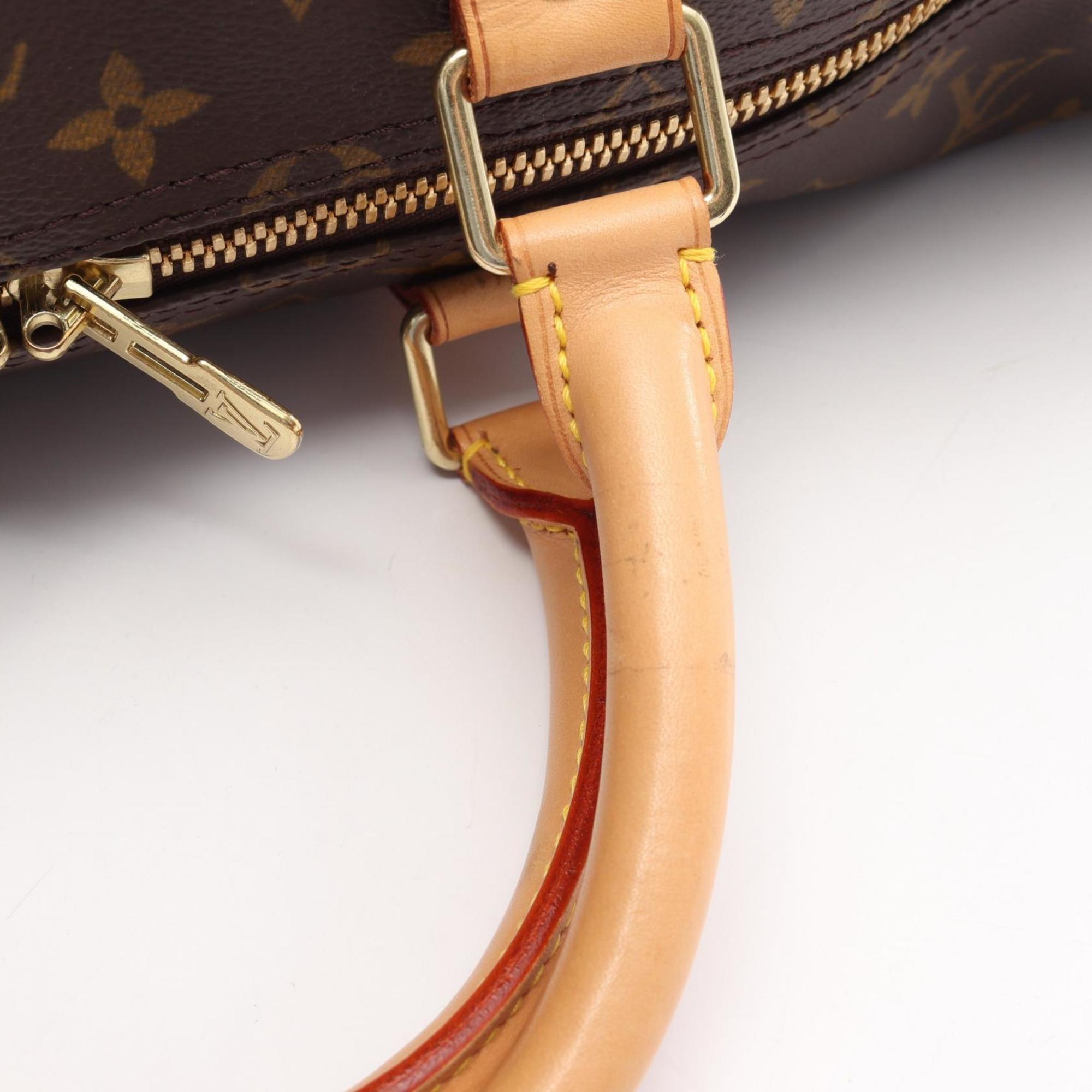 Louis Vuitton Brown Coated Canvas Leather Boston Bag Handbag