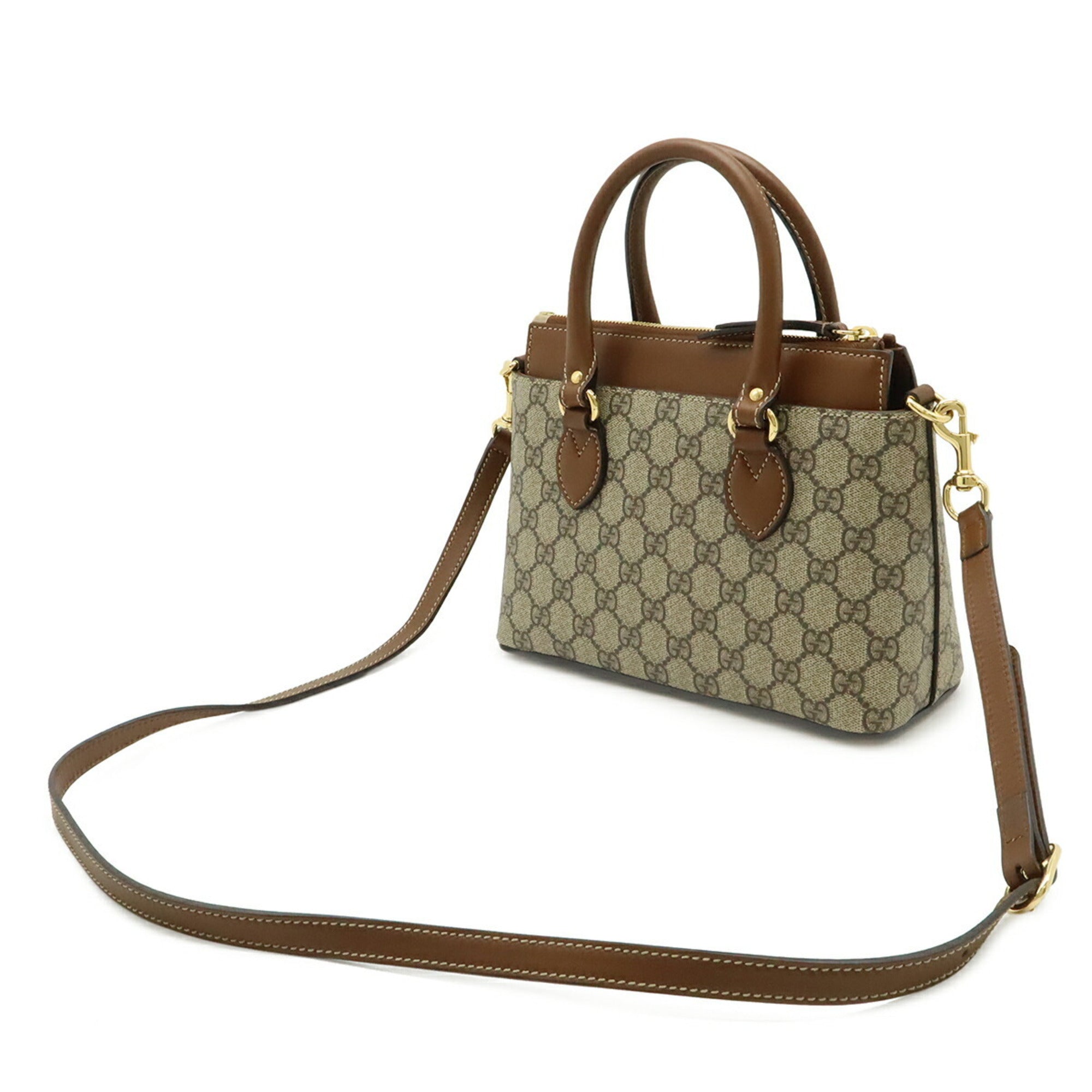 Gucci Beige Brown Gg Supreme Canvas Handbag Shoulder Bag (Pre-Owned)