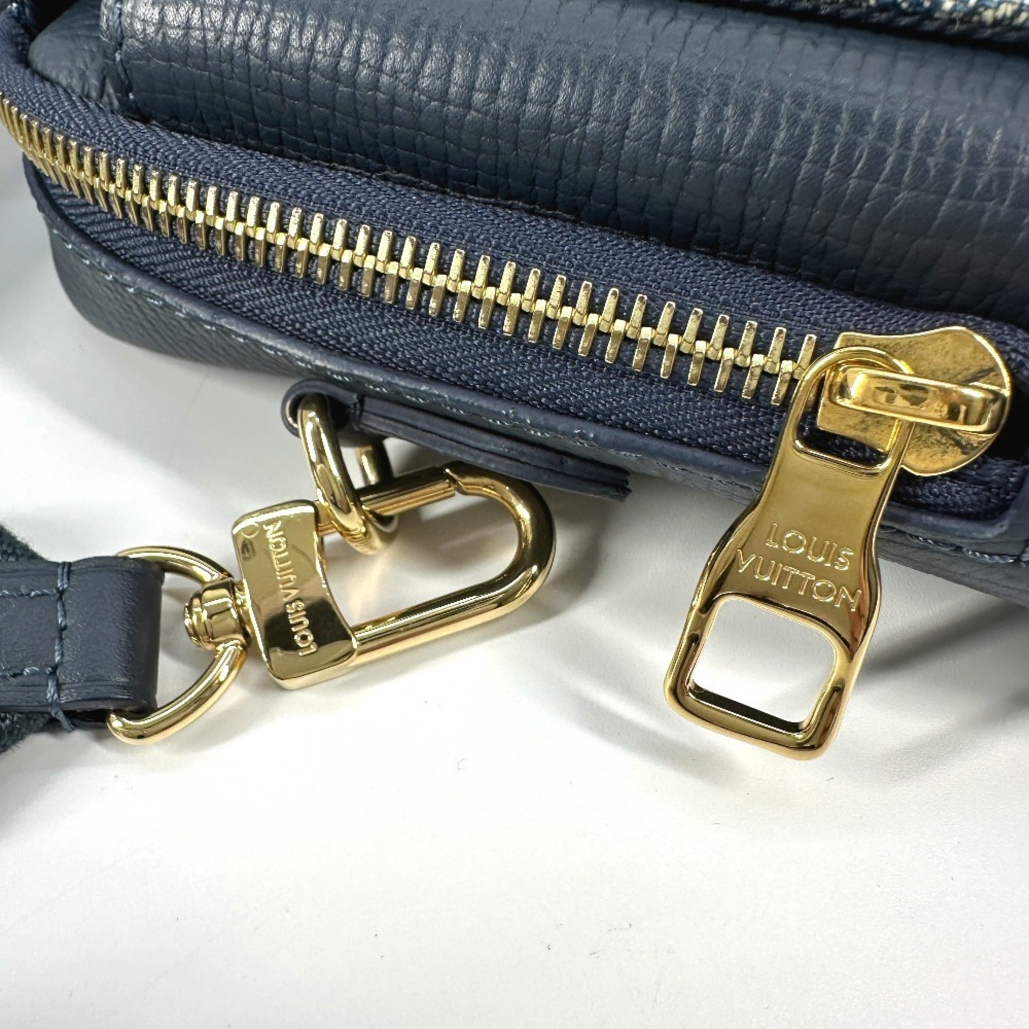 Louis Vuitton Blue Denim Leather Pochette Pouch Shoulder Bag