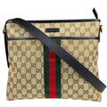 Gucci Black Brown Gg Canvas Leather Shoulder Bag (Pre-Owned)