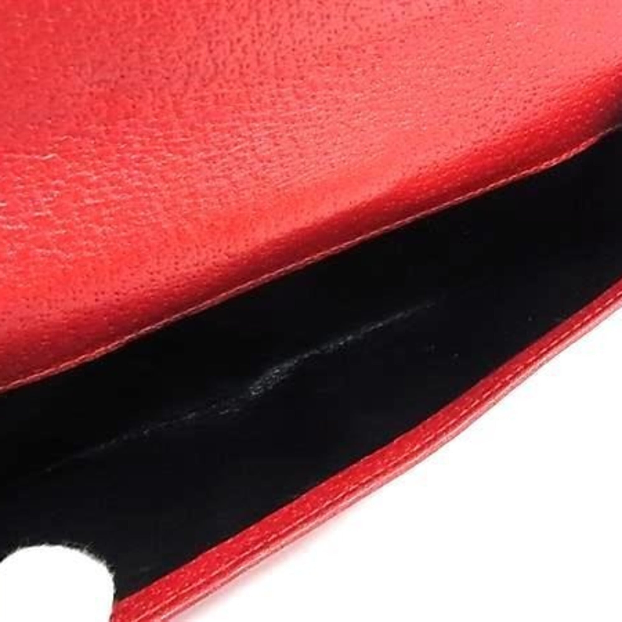 Gucci Red Color Leather Long Wallet (Bi-Fold) (Pre-Owned)