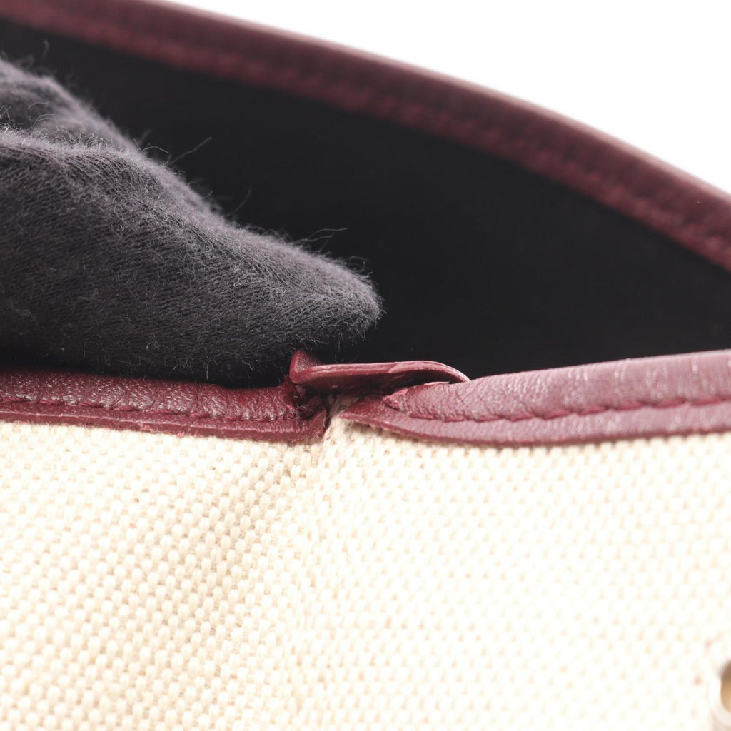 Balenciaga Bordeaux Ivory Canvas Leather Pouch Tote