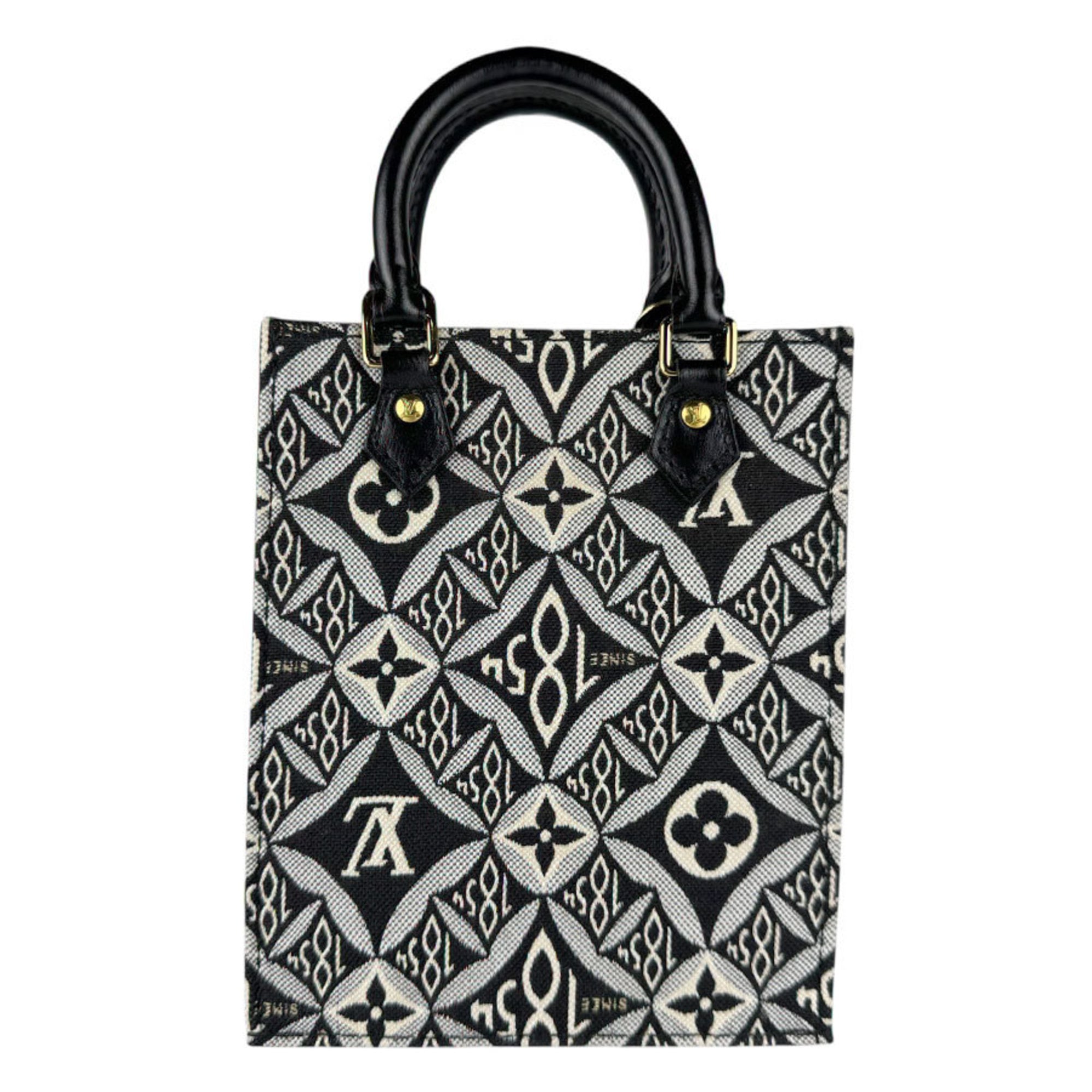 Louis Vuitton Black Canvas Leather Handbag Shoulder Bag