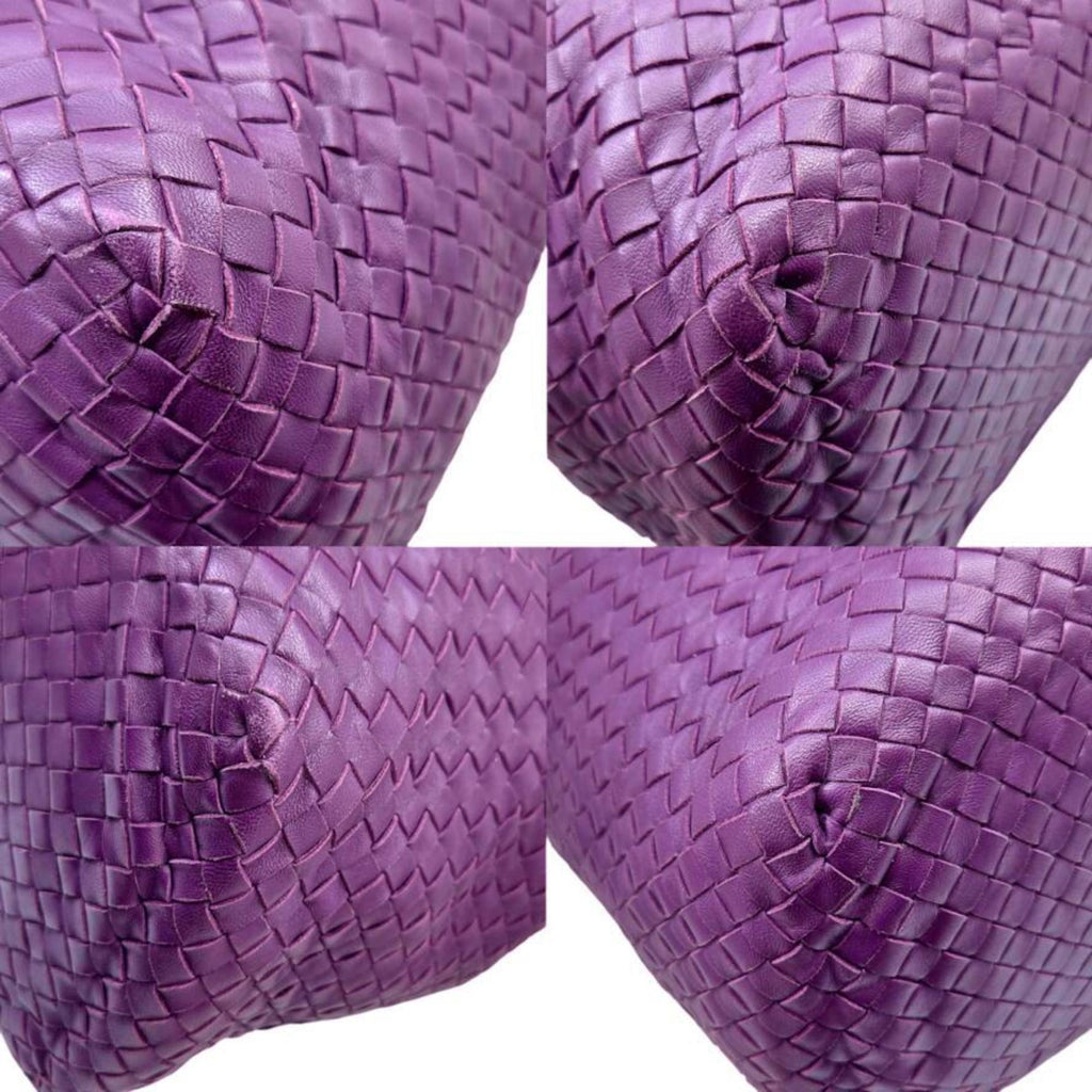 Bottega Veneta Purple Leather Boston Bag Handbag Tote Bag