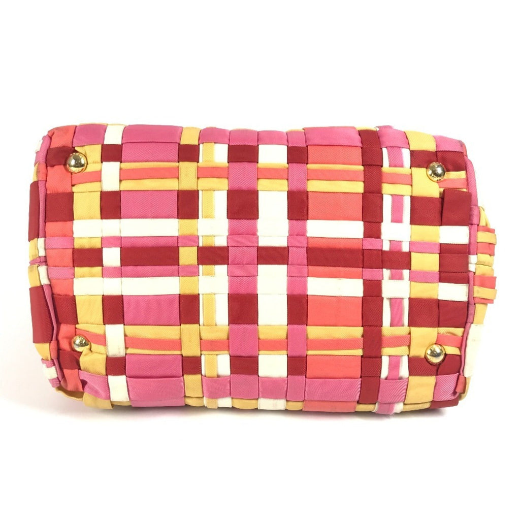 Prada Pink White Nylon Handbag Tote Bag