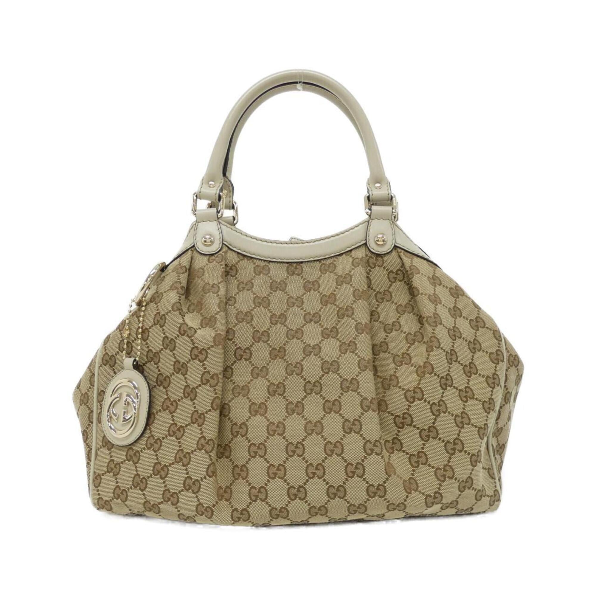 Gucci Beige Ivory Gg Canvas Handbag (Pre-Owned)