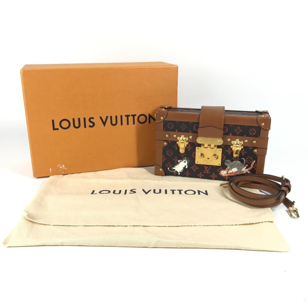 Louis Vuitton Brown Red Color Monogram Canvas Clutch Bag Shoulder Bag