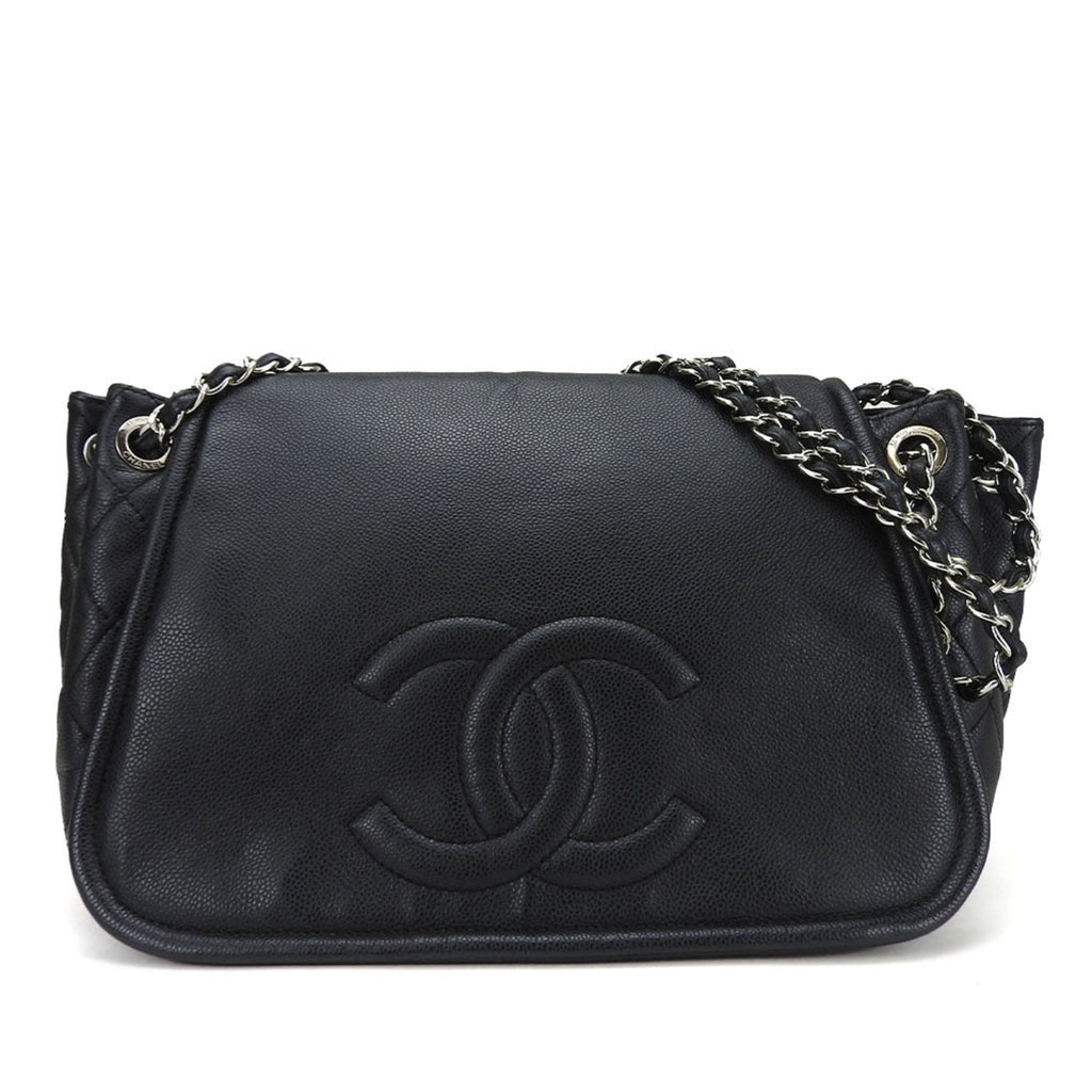 Chanel Black Grained Calfskin Shoulder Bag