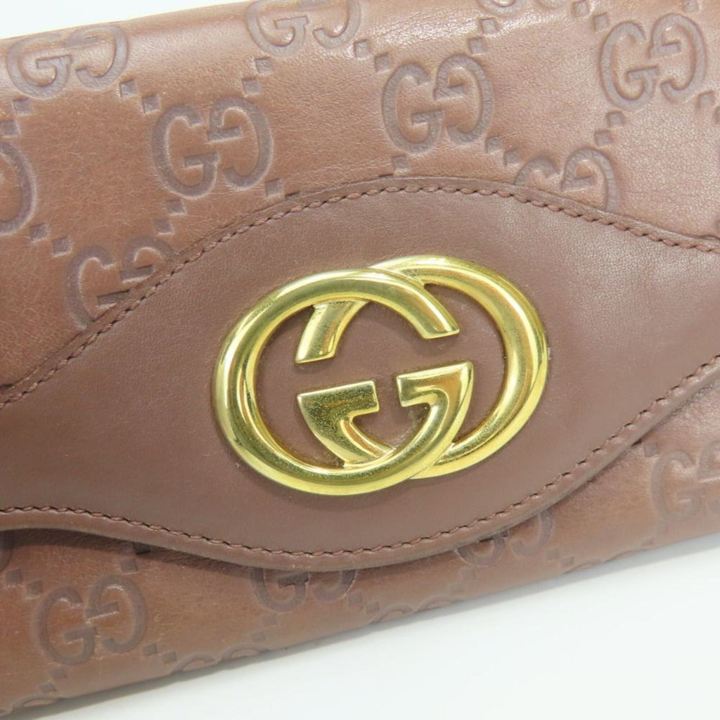 Gucci Brown Leather Long Wallet (Bi-Fold) (Pre-Owned)