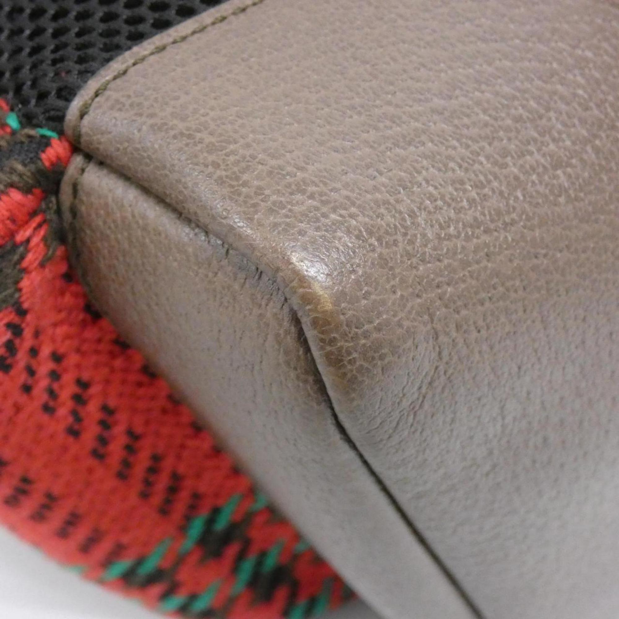 Gucci Red Color Wool Leather Backpack (Pre-Owned)