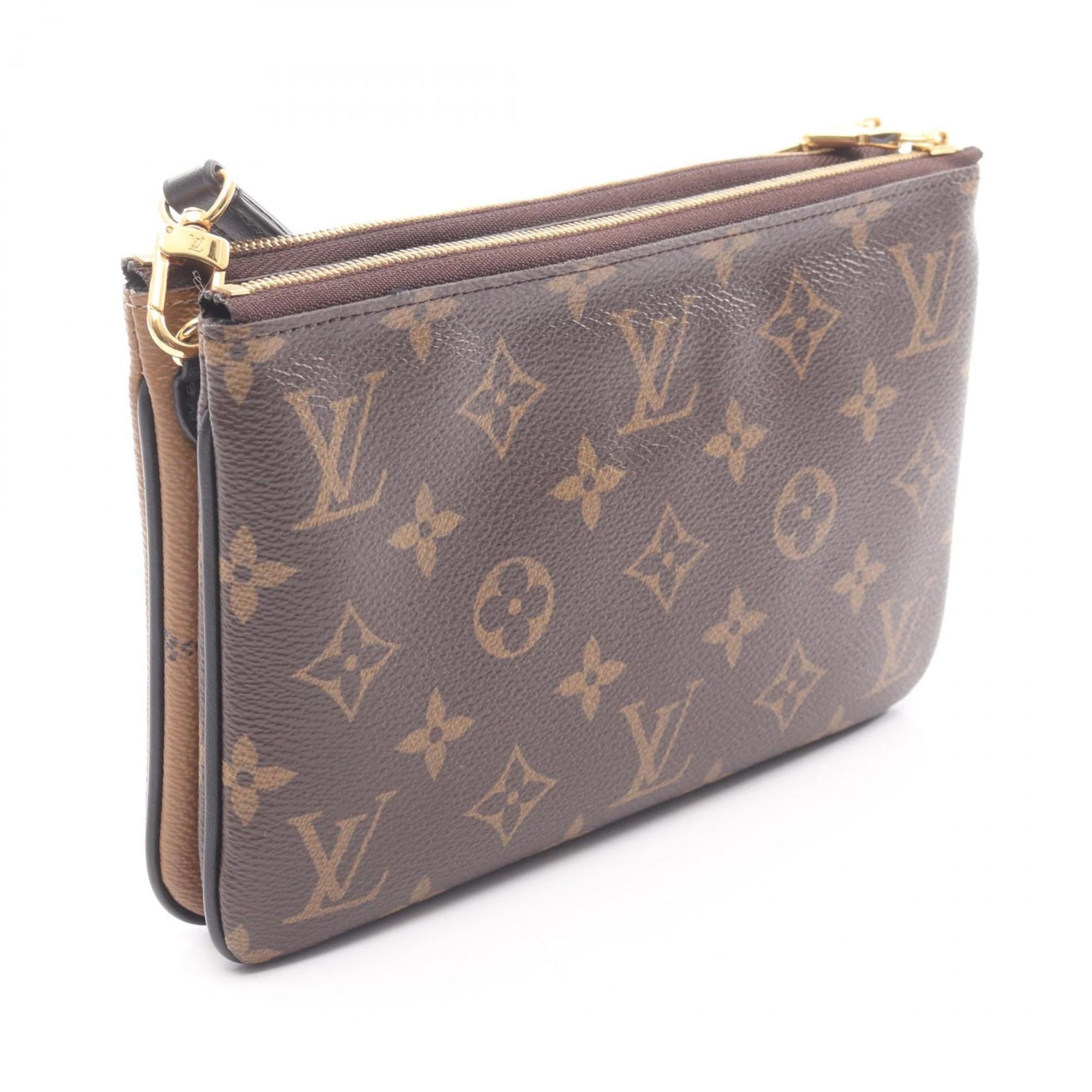 Louis Vuitton Beige Brown Coated Canvas Leather Handbag Pochette Shoulder Bag