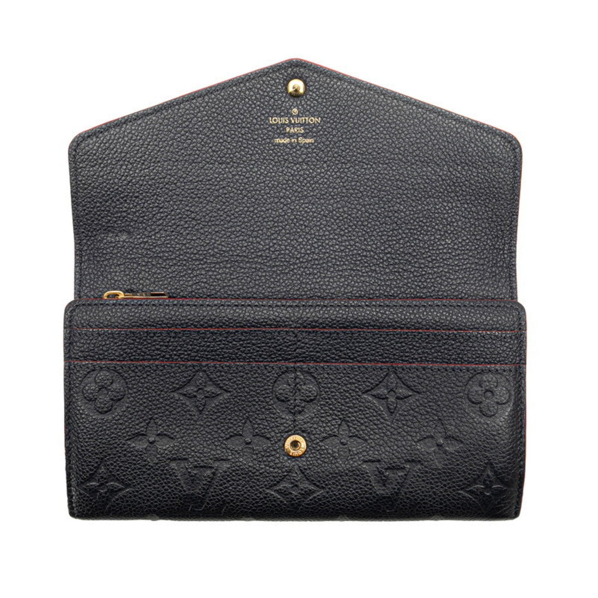 Louis Vuitton Monogram Empreinte Marine Rouge Navy Leather Long Wallet