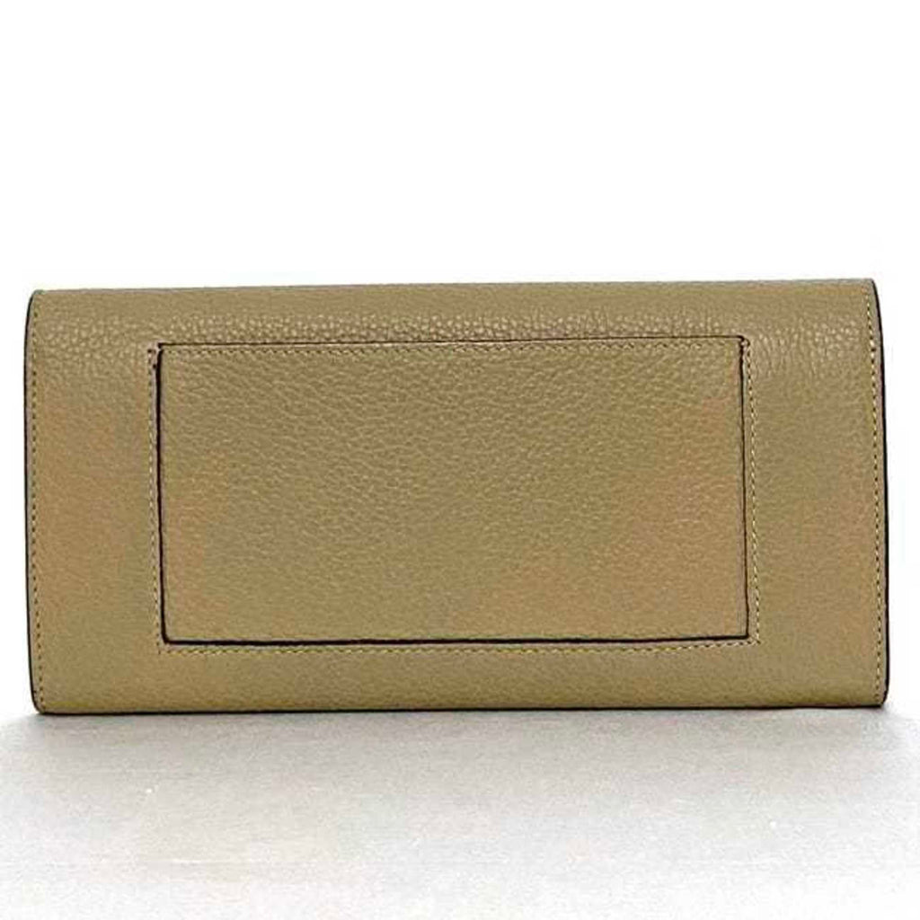 Celine Beige Red Color Leather Long Wallet (Bi-Fold)