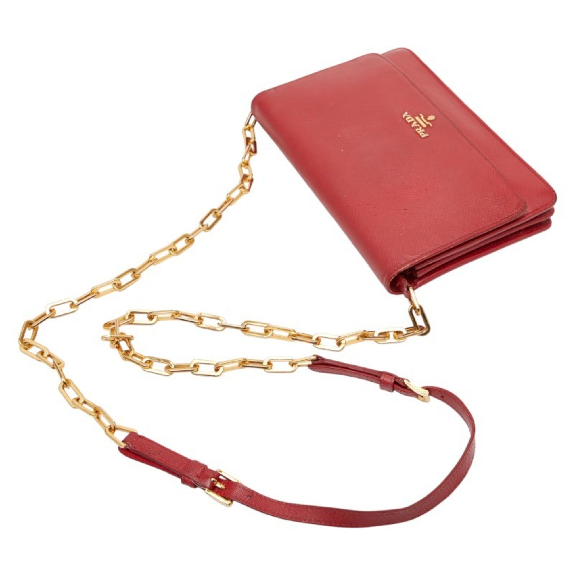 Prada Red Color Leather Shoulder Bag