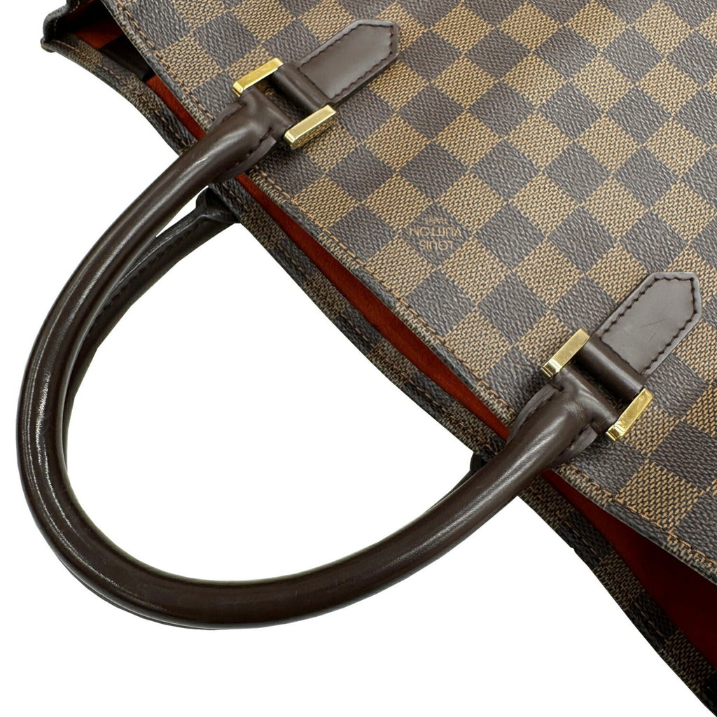 Louis Vuitton Damier Brown Ebene Damier Canvas Leather Handbag