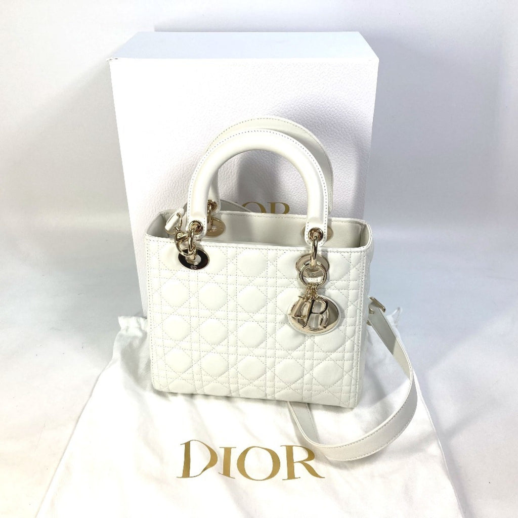 Christian Dior White Leather Handbag Shoulder Bag (Pre-Owned)