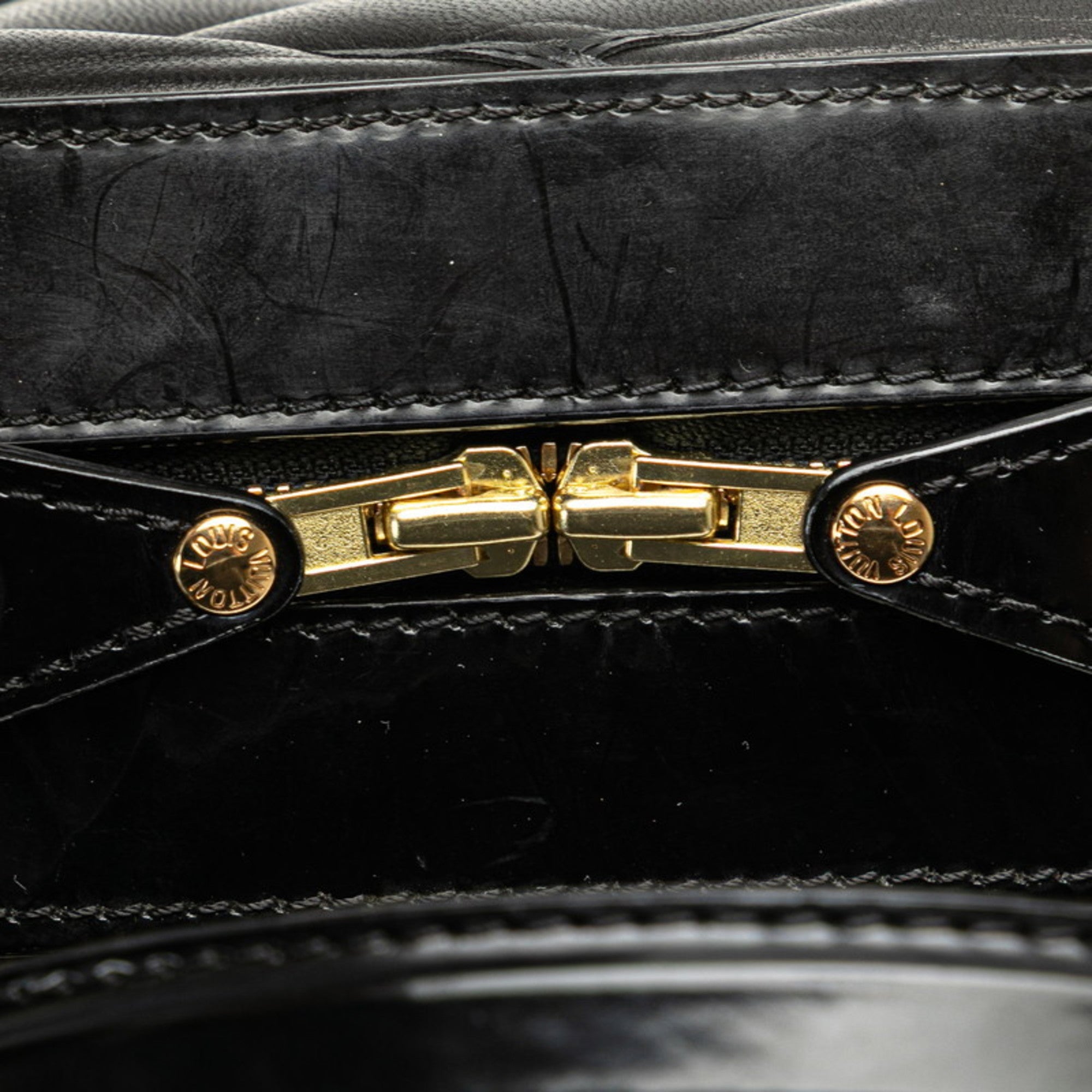 Louis Vuitton Black Leather Handbag Shoulder Bag