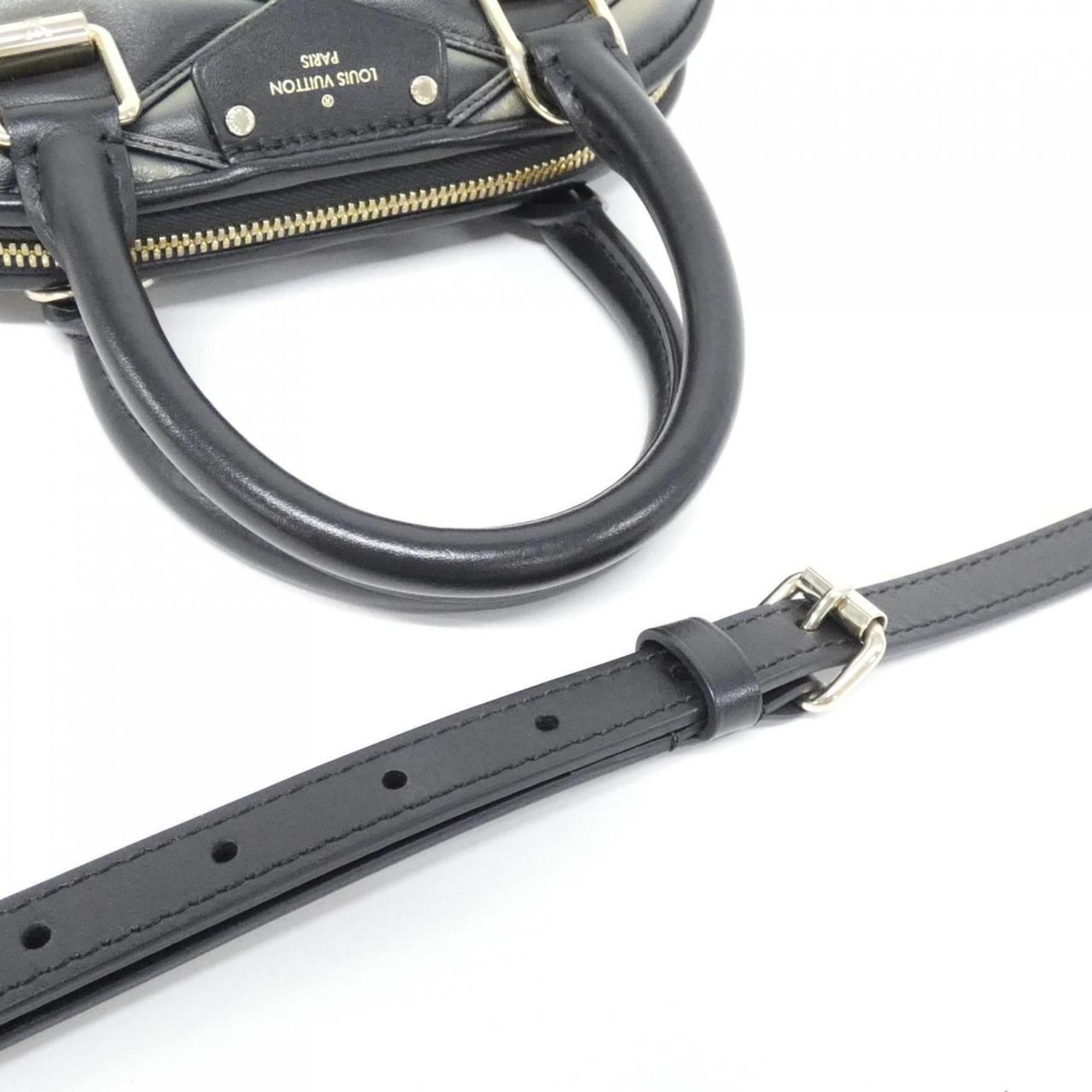 Louis Vuitton Beige Black Leather Handbag