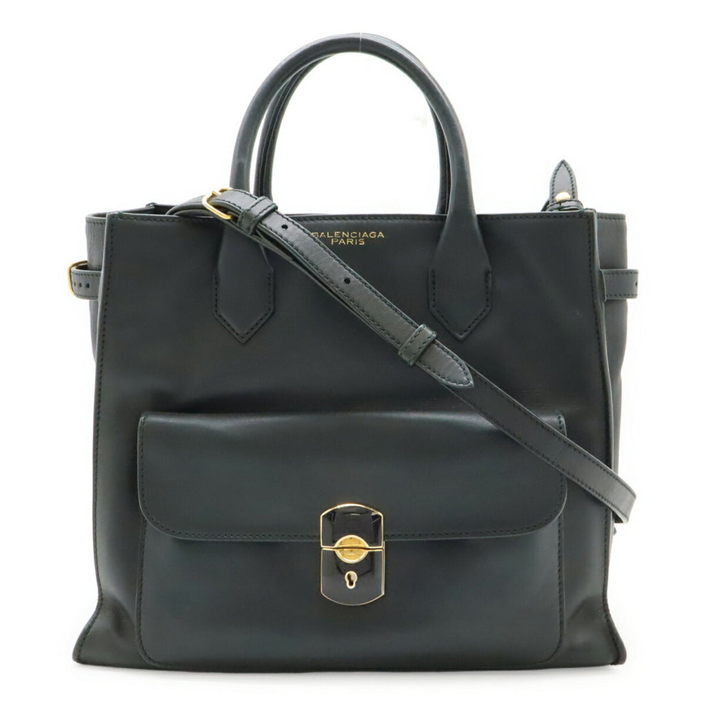 Balenciaga Dark Green Leather Handbag Shoulder