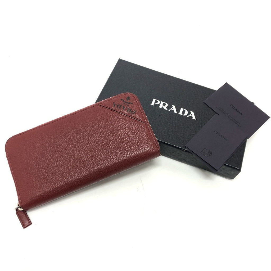 Prada Red Leather Long Wallet (Bi-Fold)
