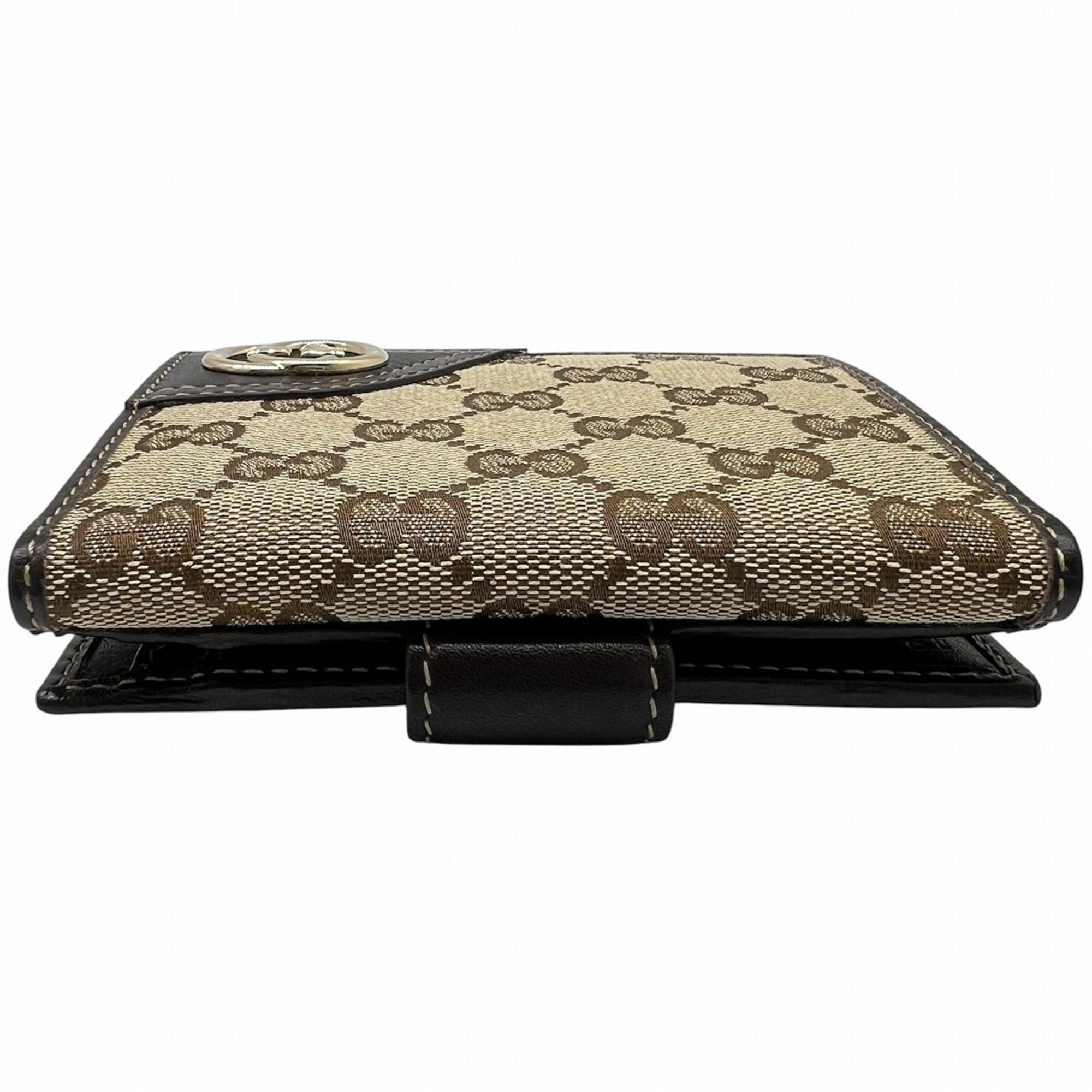 Gucci Beige Brown Canvas Leather Wallet (Bi-Fold) (Pre-Owned)