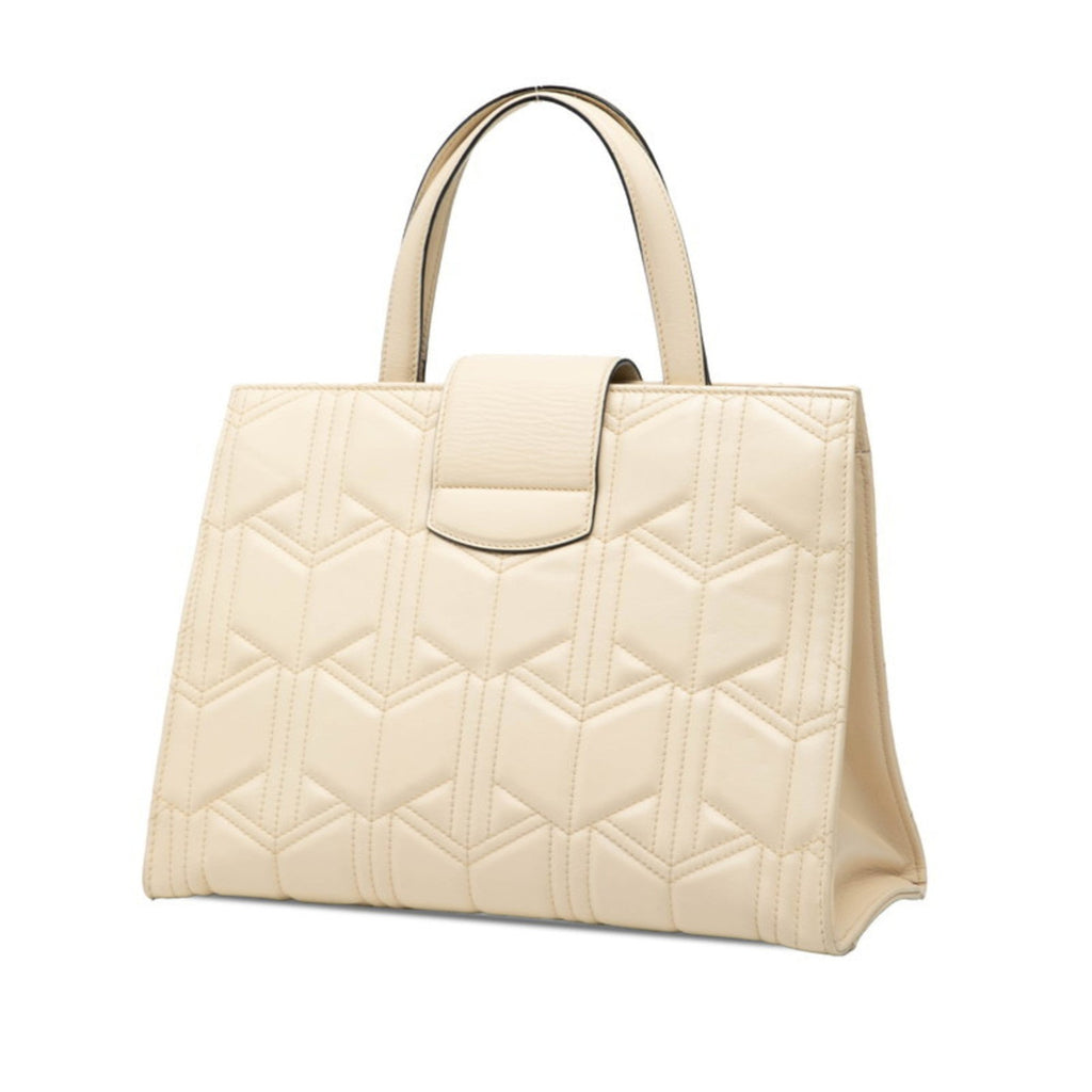 Gucci White Leather Handbag Shoulder Bag (Pre-Owned)