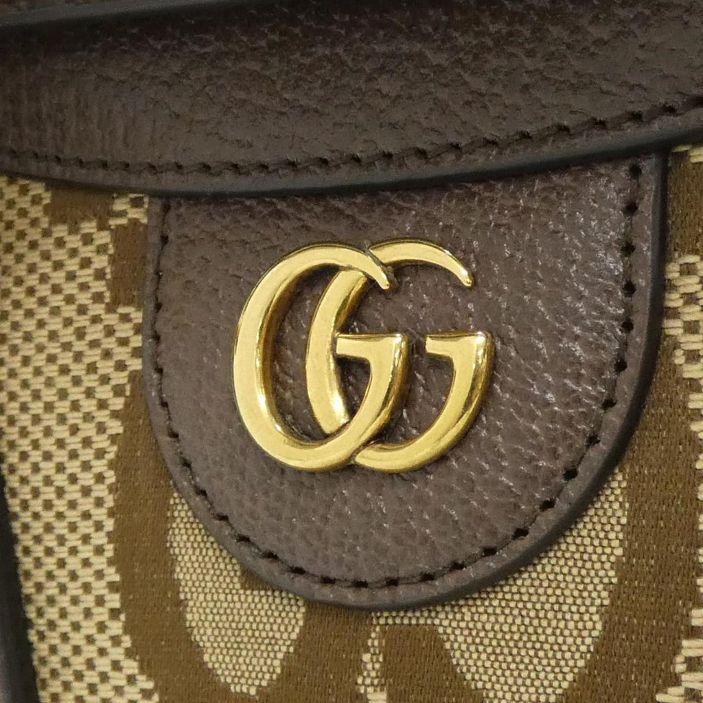 Gucci Gg Canvas Brown Camel Gg Canvas Leather Handbag (Pre-Owned)