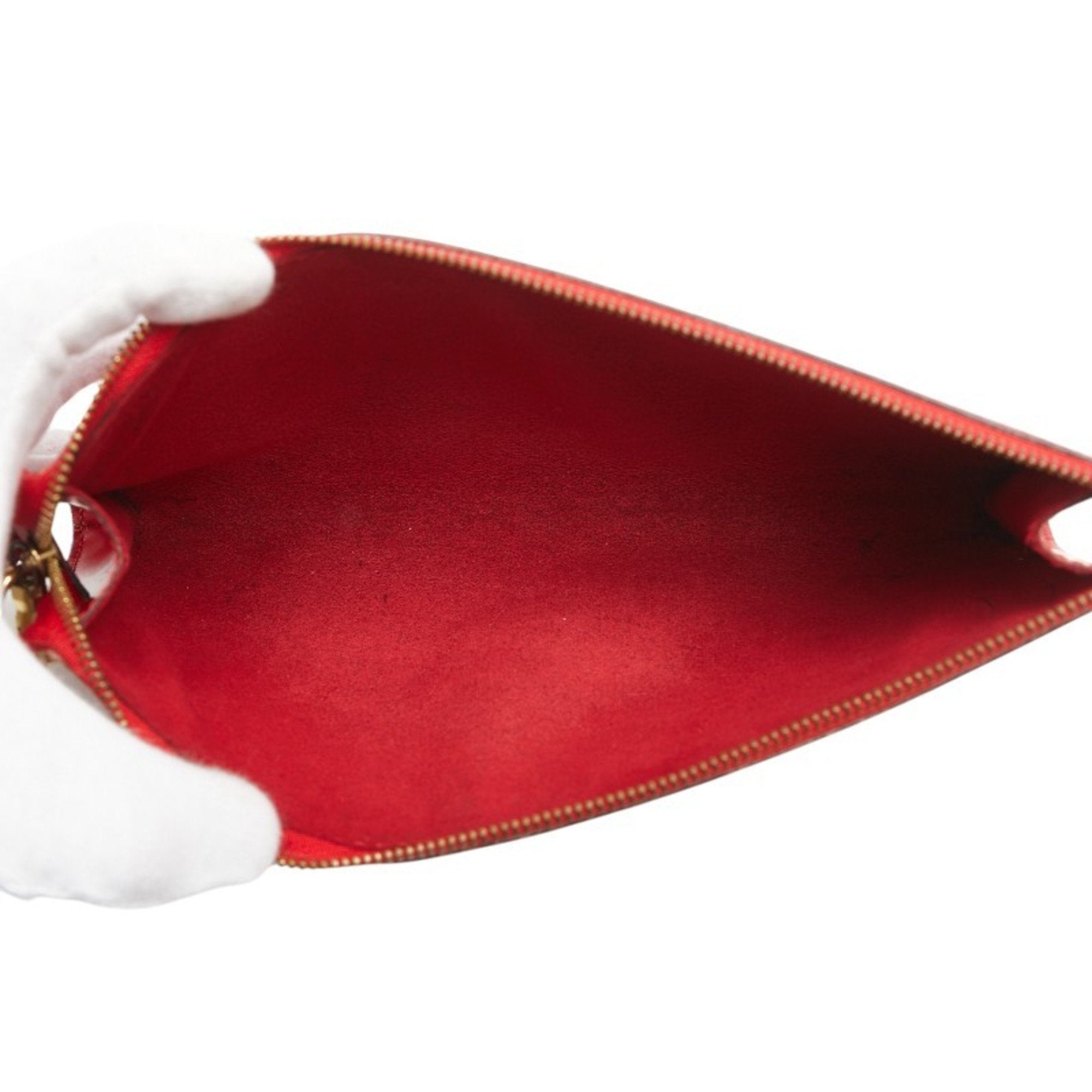 Louis Vuitton Castilian Red Leather Handbag Pochette Pouch