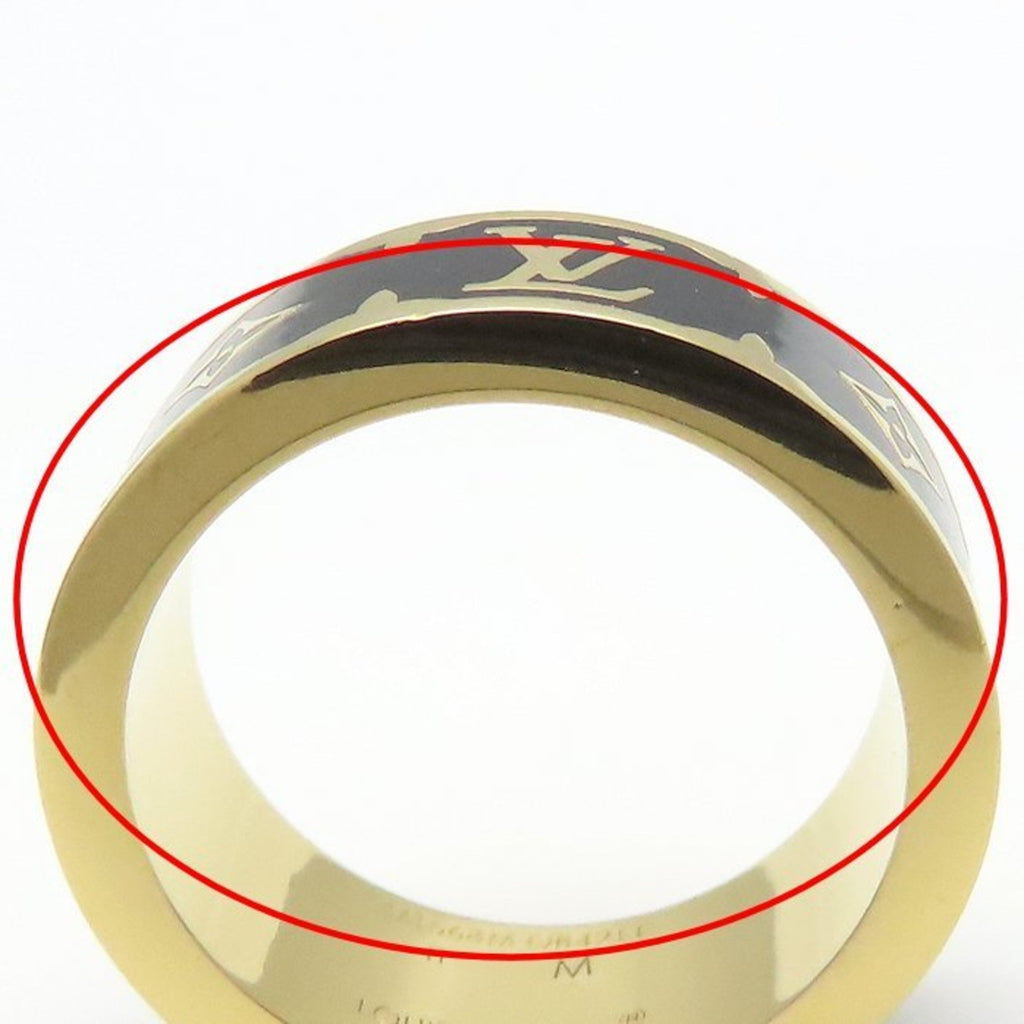 Louis Vuitton Gold Black Gold Plating Band Ring