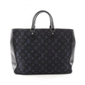 Louis Vuitton Black Leather Canvas Handbag Tote Bag