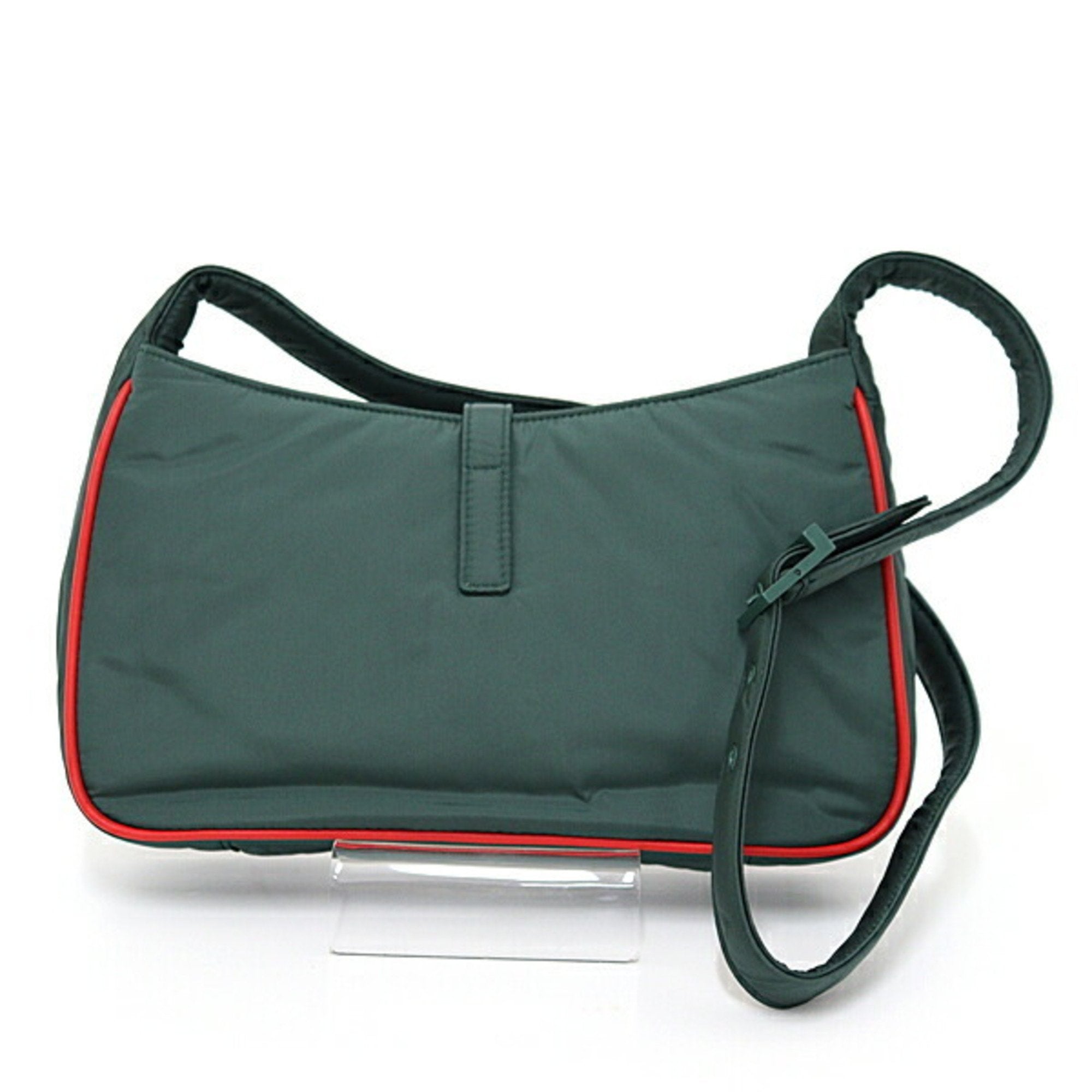 Saint Laurent Green Khaki Red Color Leather Shoulder Bag (Pre-Owned)