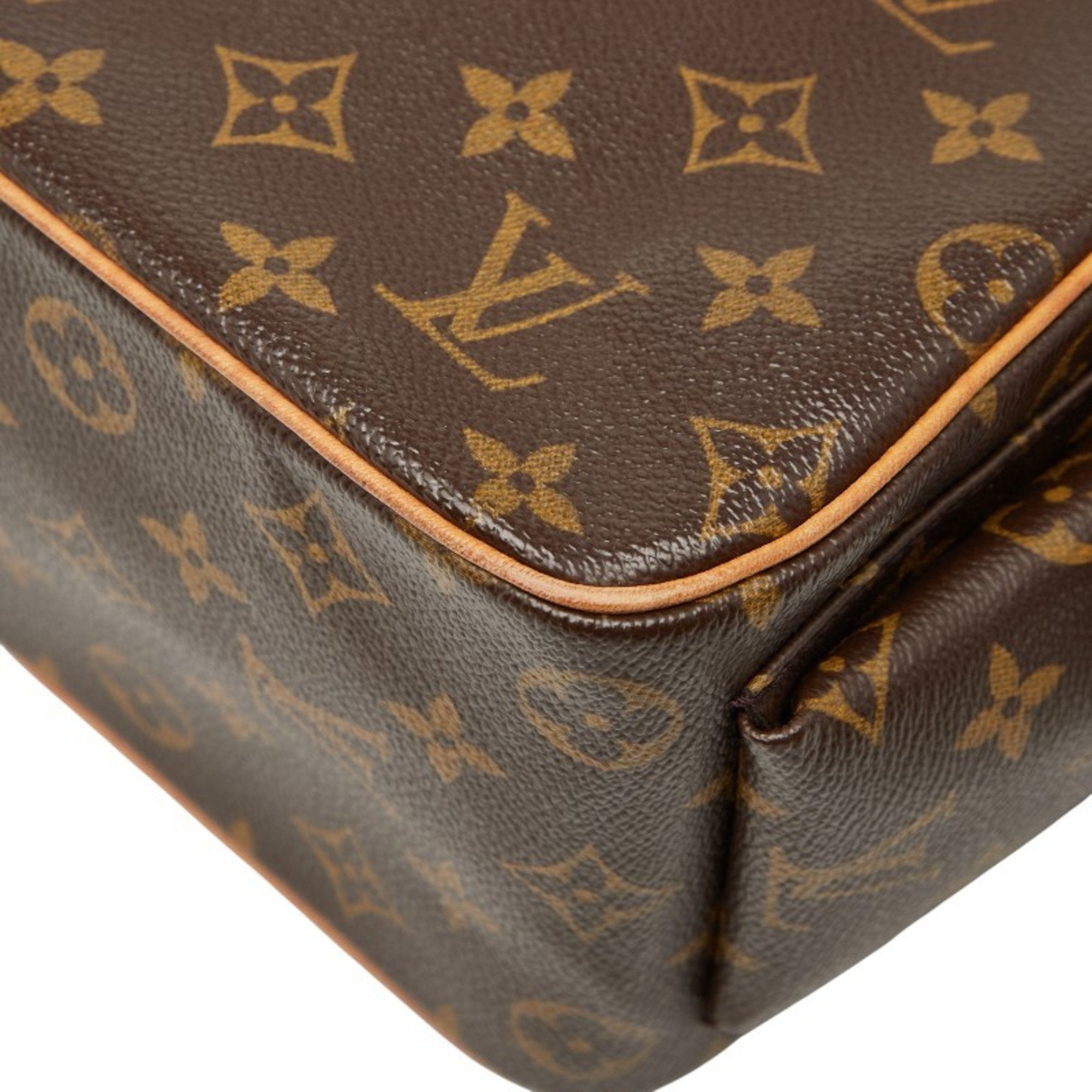 Louis Vuitton Brown Pvc Leather Handbag