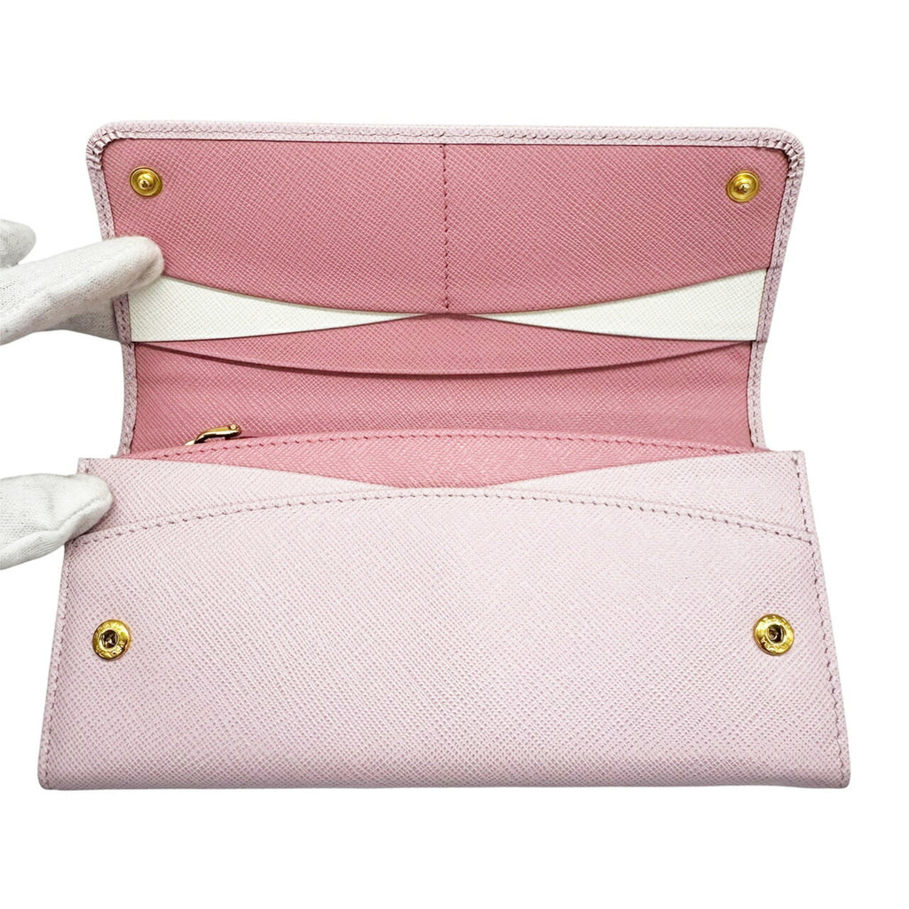 Prada Saffiano Pink Saffiano Long Wallet (Bi-Fold)