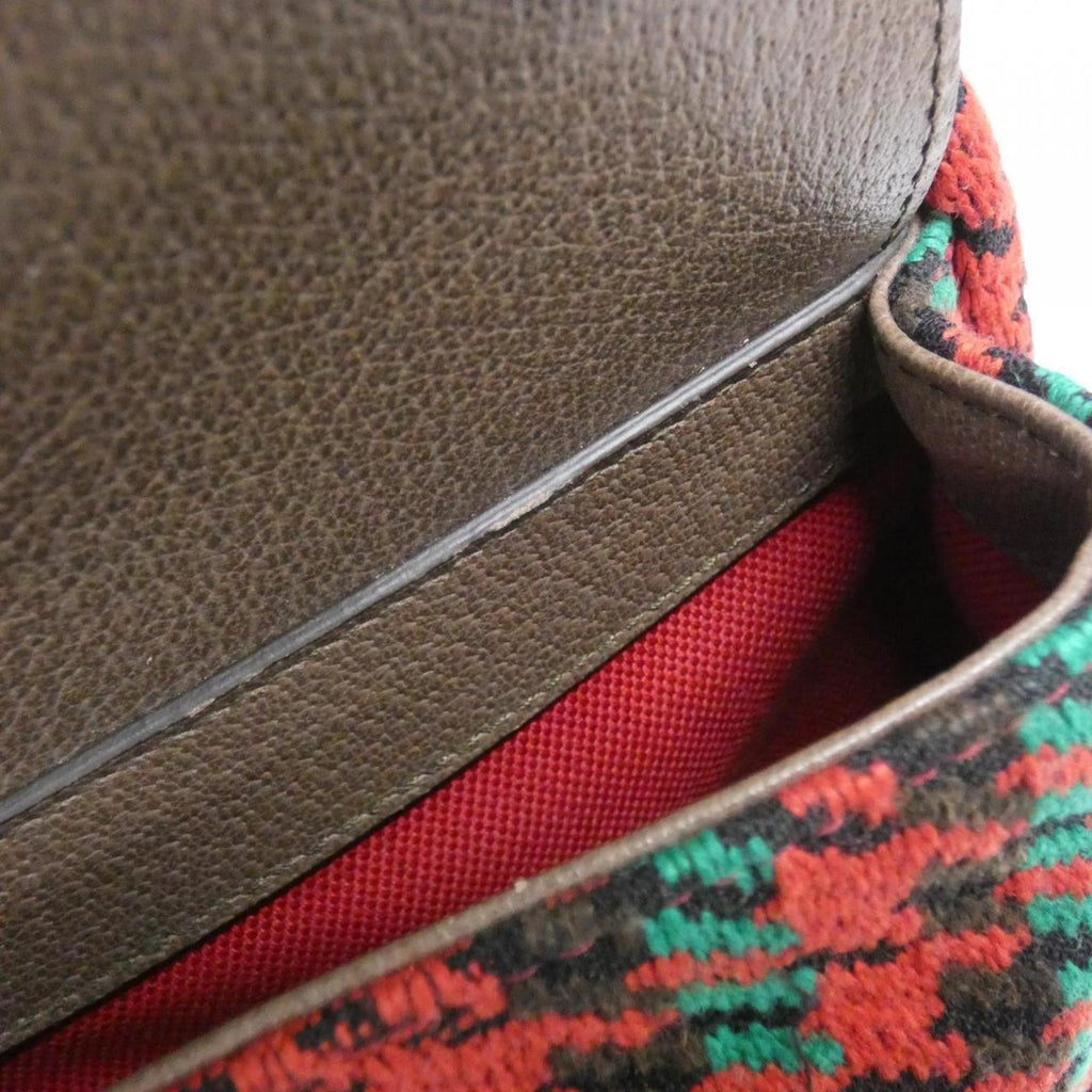 Gucci Red Color Wool Leather Backpack (Pre-Owned)