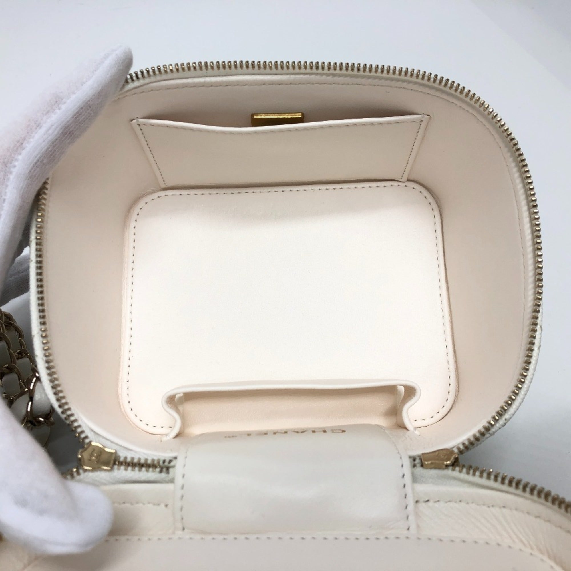 Chanel Caviar Skin White Caviar Leather Handbag Shoulder Bag Vanity Bag