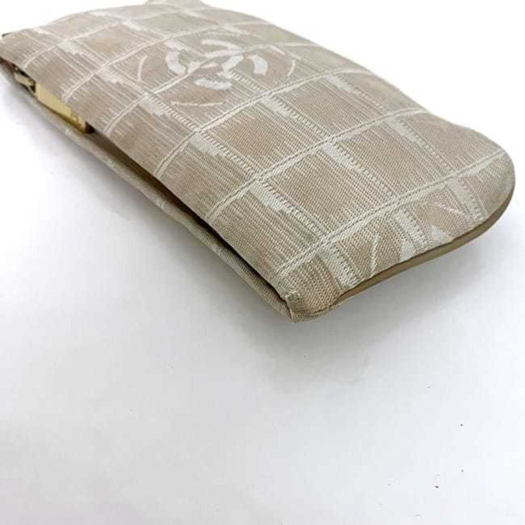 Chanel New Travel Line Beige Nylon Leather Pouch
