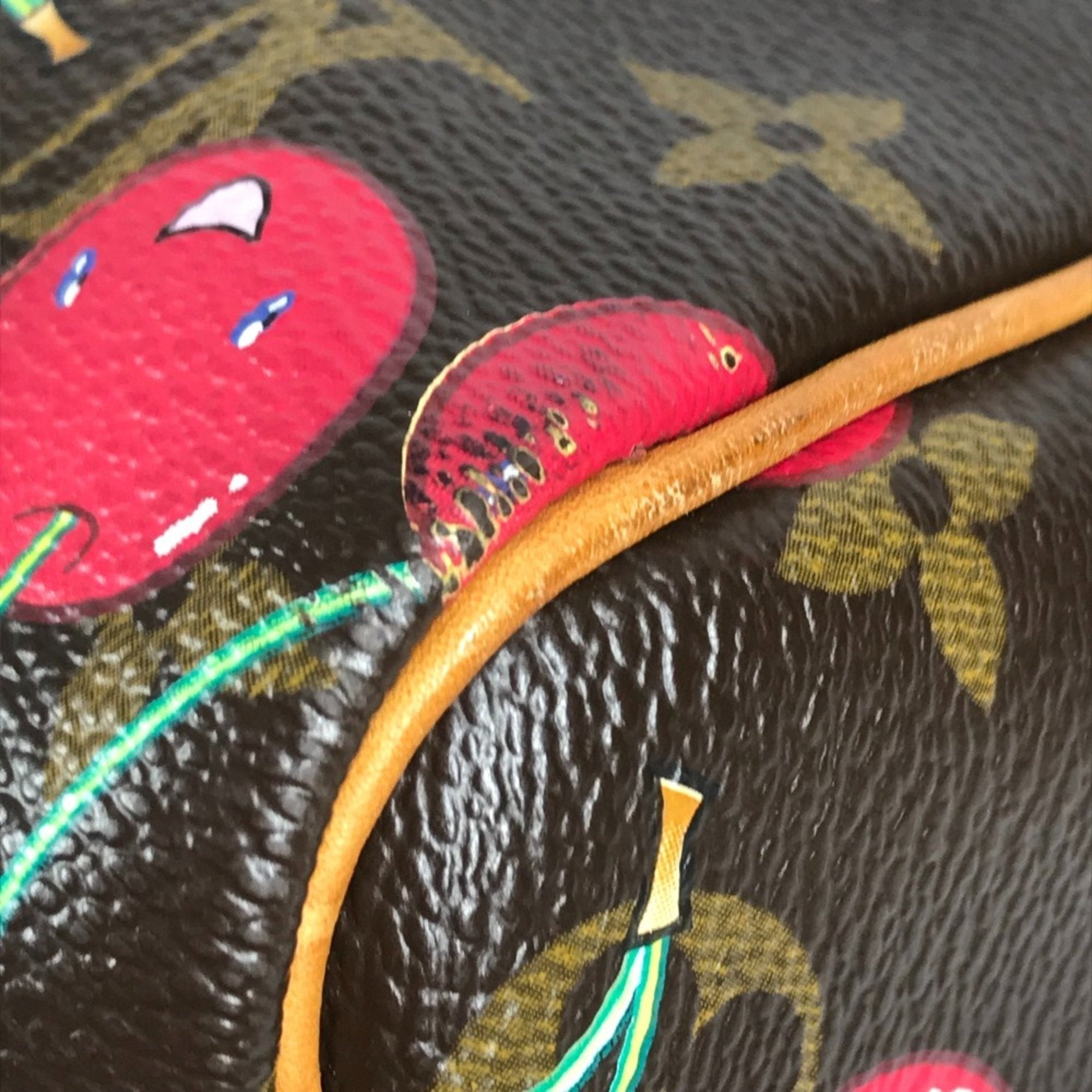Louis Vuitton Brown Red Color Monogram Cherry Blossom Canvas Boston Bag