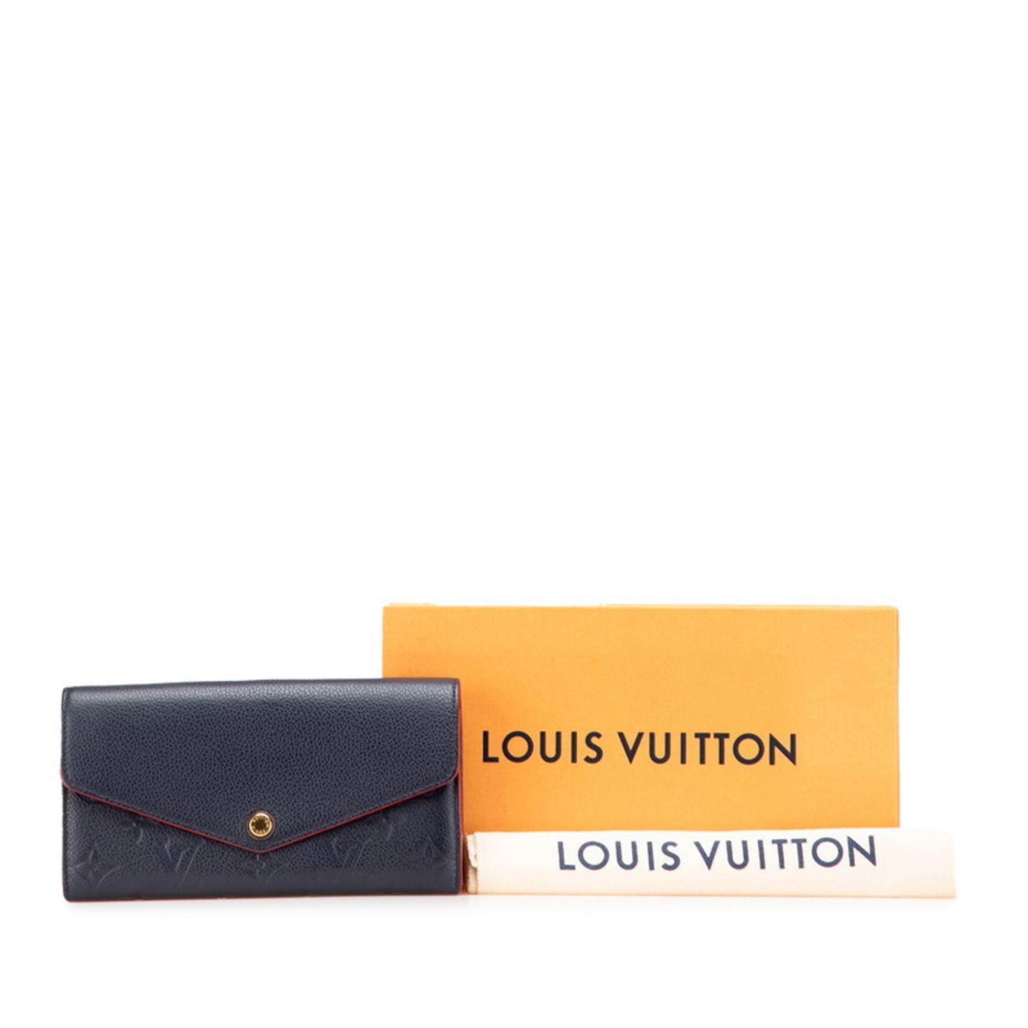 Louis Vuitton Monogram Empreinte Marine Rouge Navy Leather Long Wallet