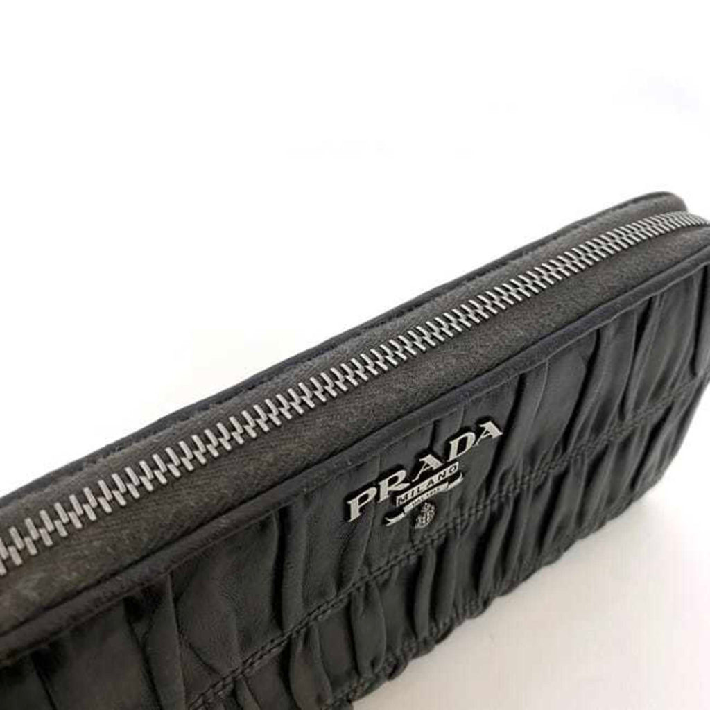 Prada Black Leather Long Wallet (Bi-Fold)