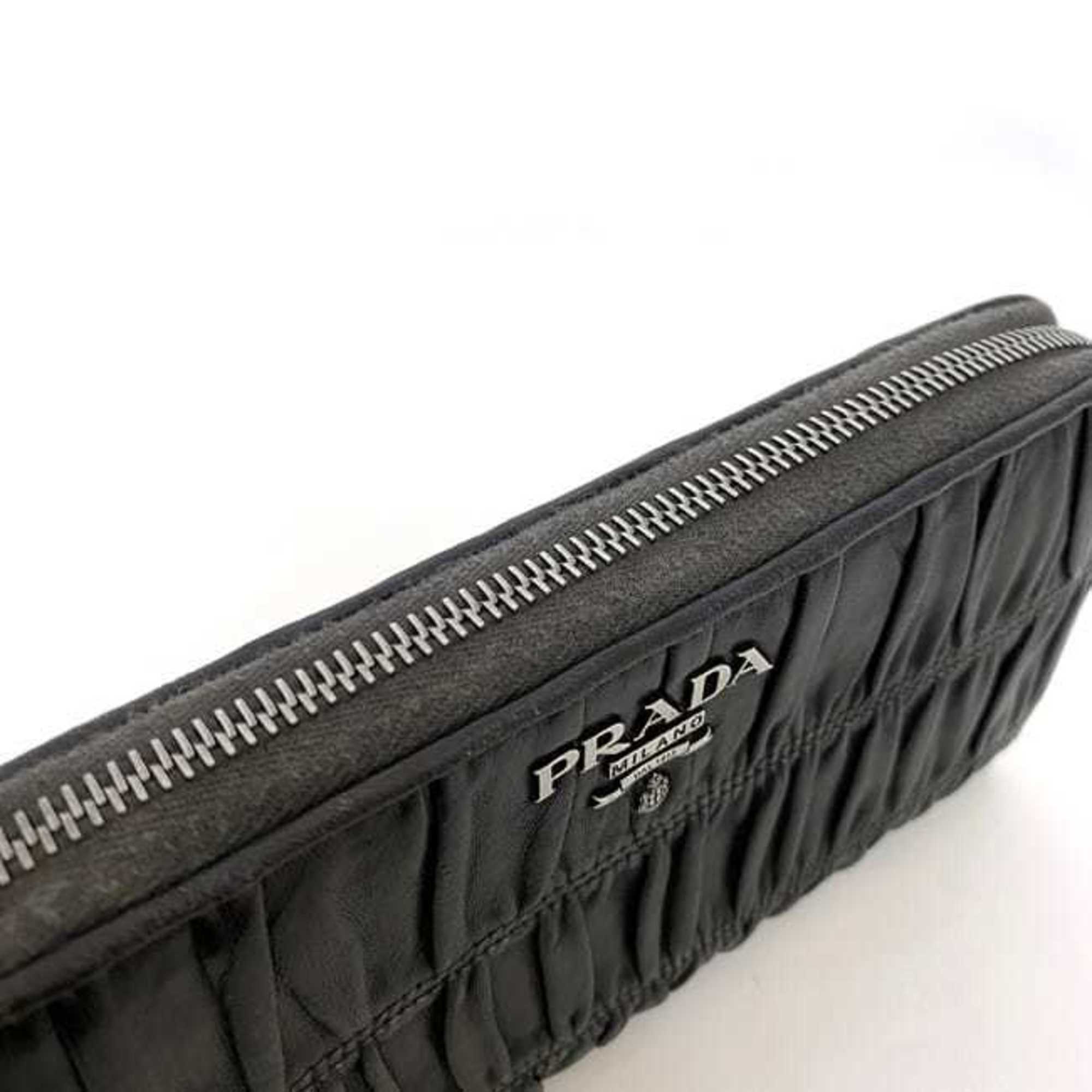 Prada Black Leather Long Wallet (Bi-Fold)