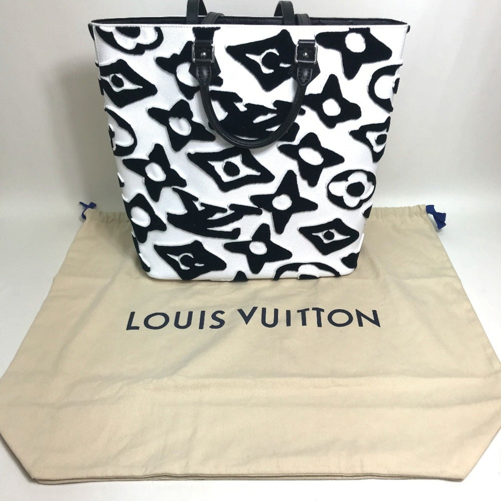 Louis Vuitton Black White Coated Canvas Handbag Tote Bag