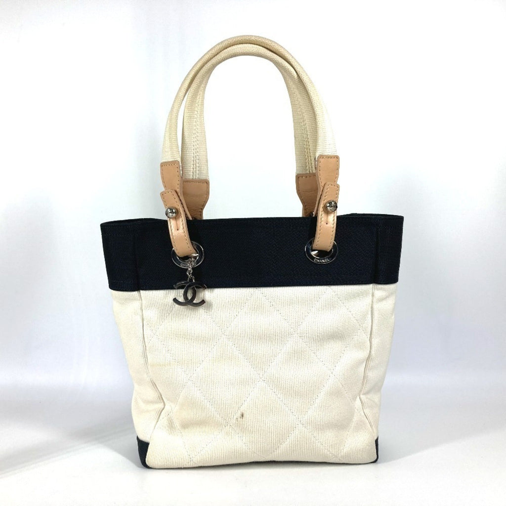 Chanel Black White Canvas Shoulder Bag Tote Bag