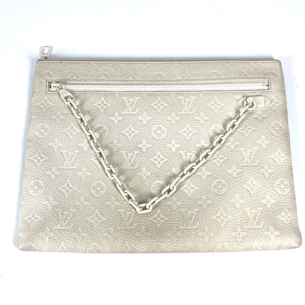 Louis Vuitton White Leather Clutch Bag Pochette Pouch