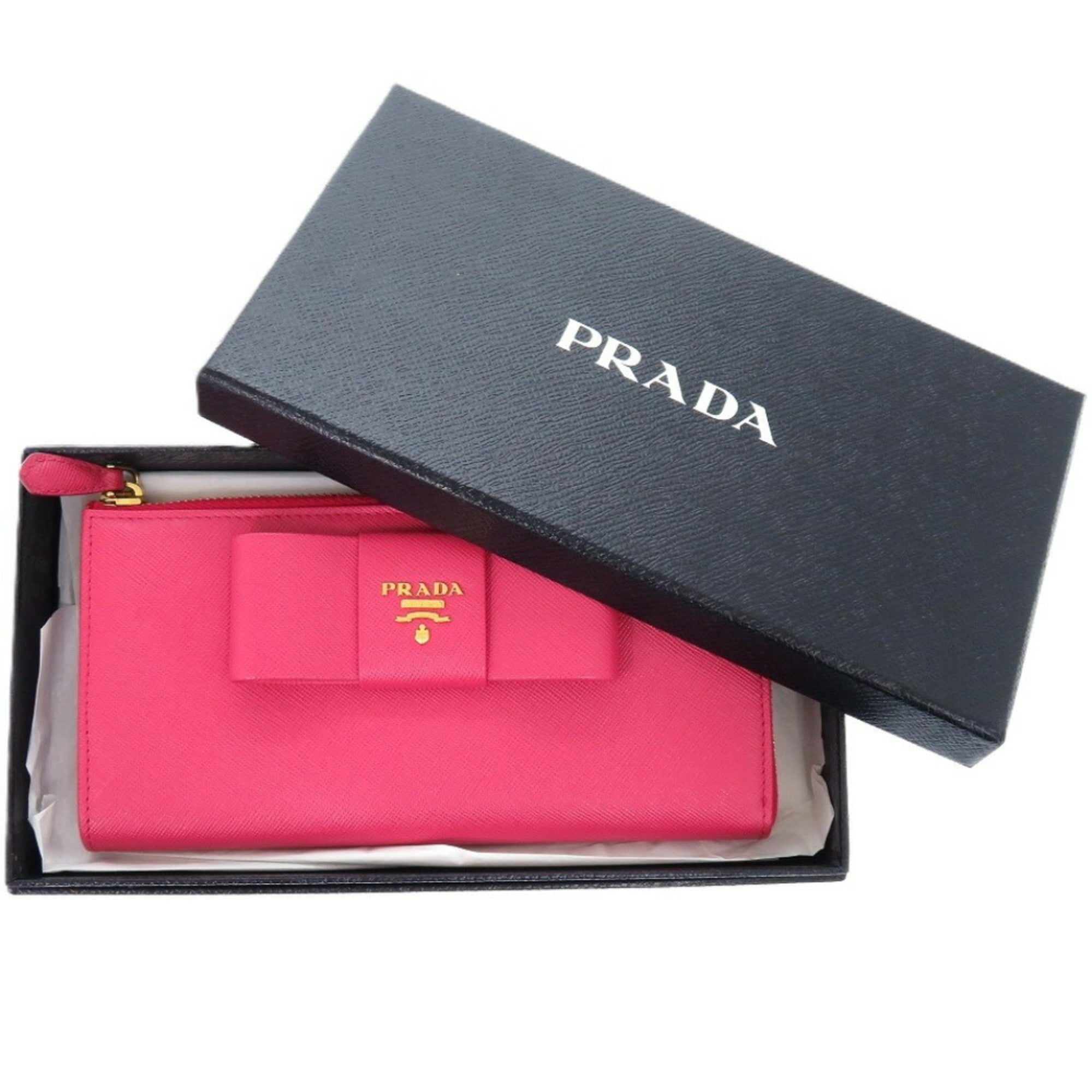 Prada Pink Leather Long Wallet (Bi-Fold)