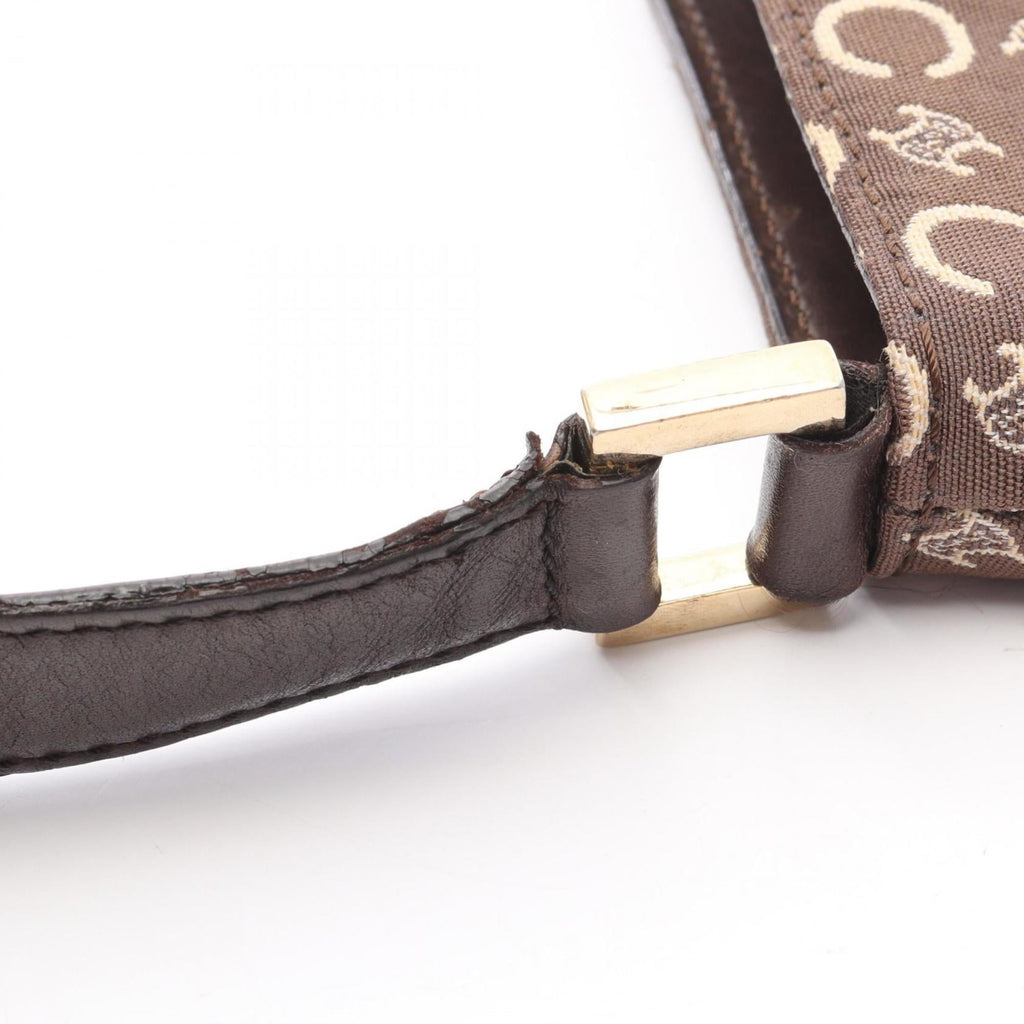 Celine Brown Canvas Leather Shoulder Bag