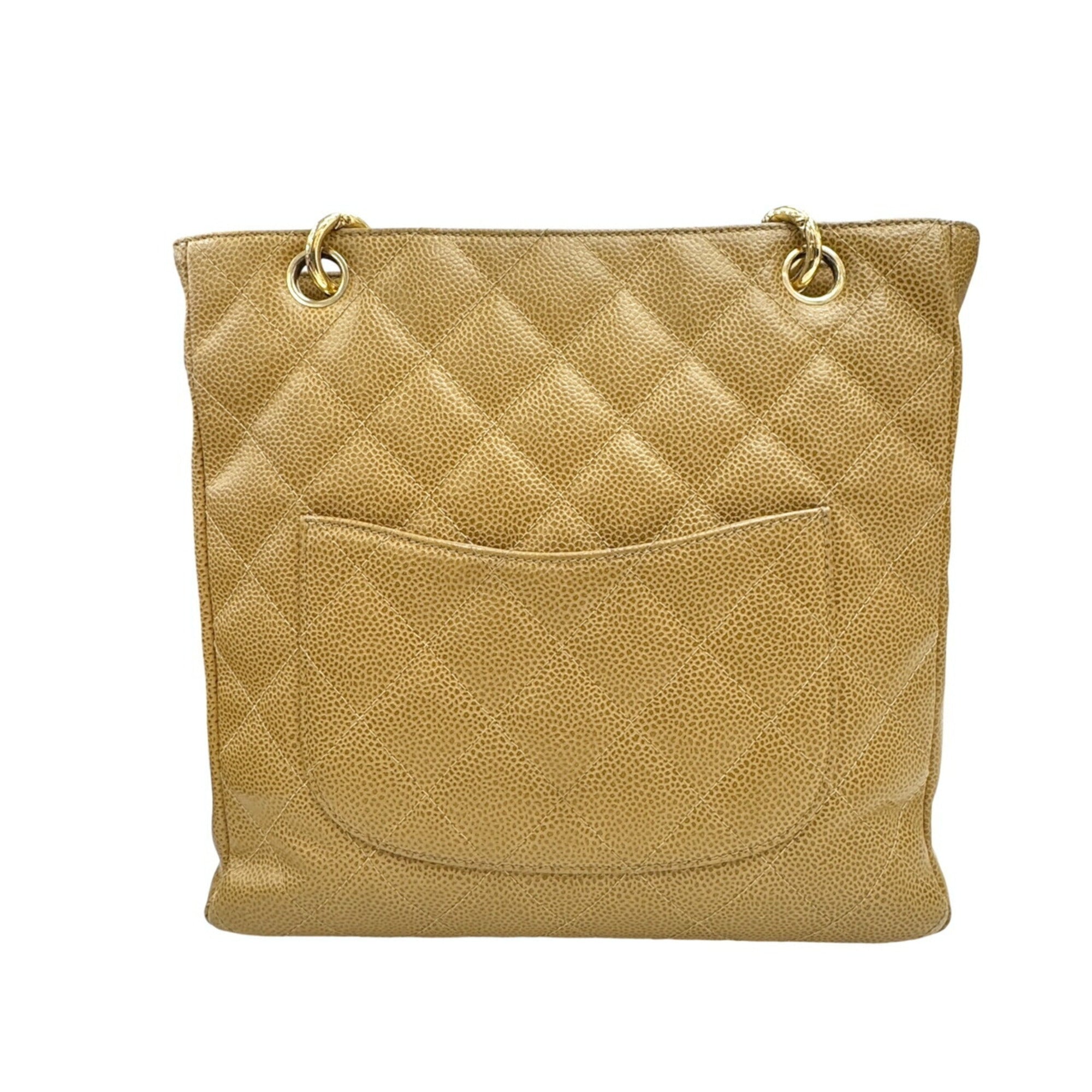 Chanel Beige Grained Calfskin Tote Bag
