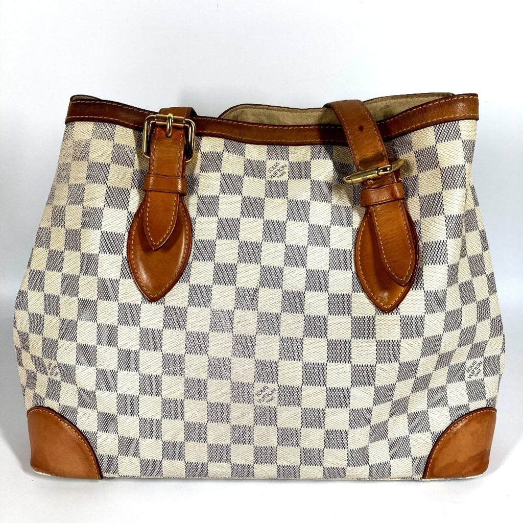 Louis Vuitton White Yellow Damier Azur Shoulder Bag Tote Bag