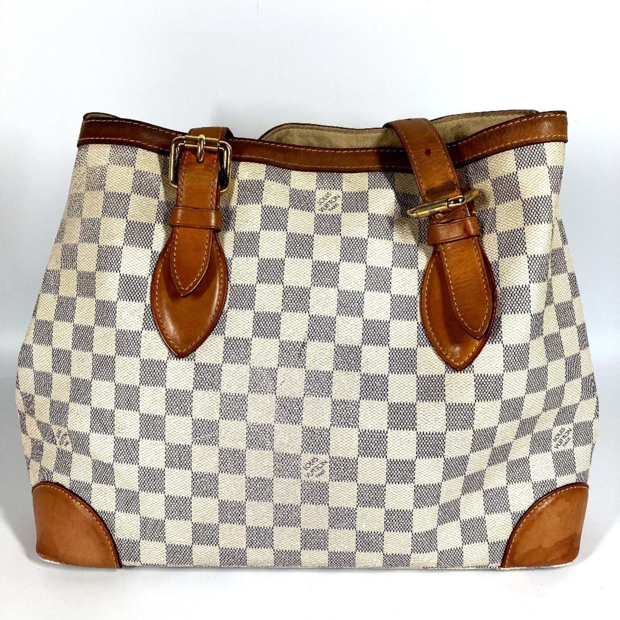 Louis Vuitton White Yellow Damier Azur Shoulder Bag Tote Bag