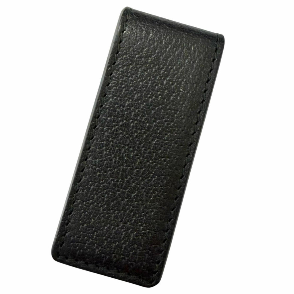 Gucci Gold Black Leather Money Clip (Pre-Owned)